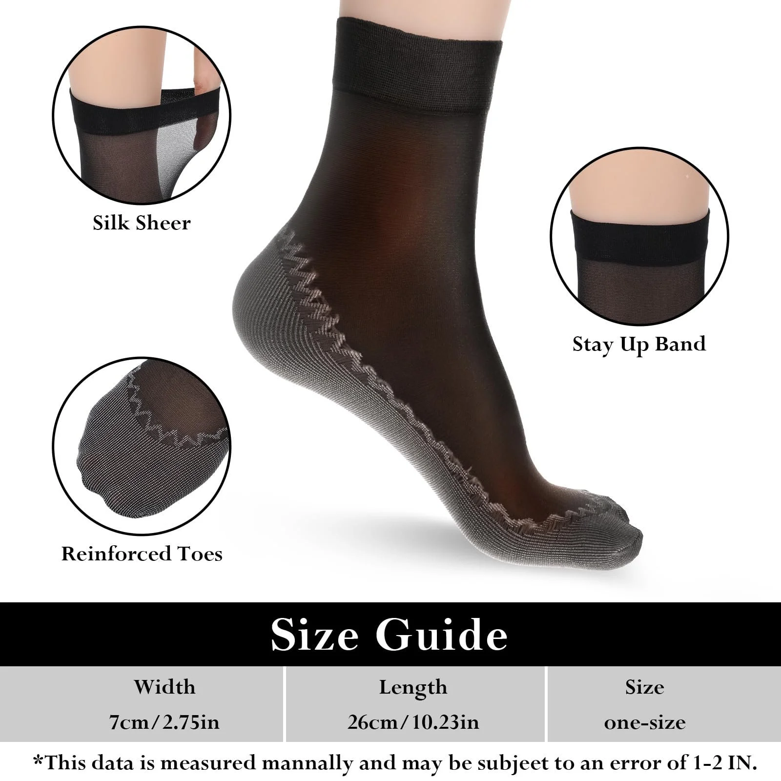 Панчохи Yolev 12 пар жіночих коротких шовкових панчіх, фото №2