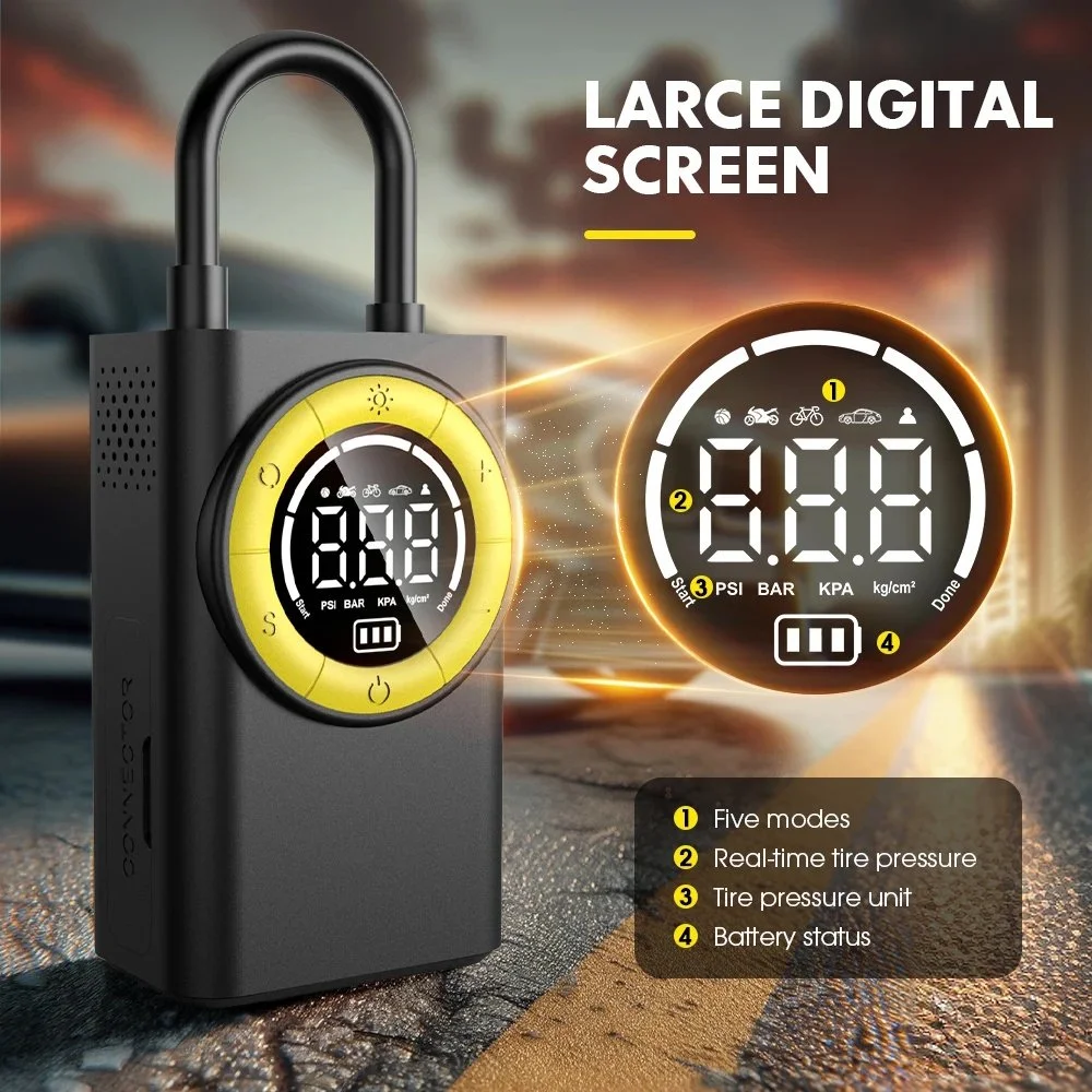 Беспроводной автомобильный компрессор Carsun T2198 с функцией фонарика и повербанка, фото №6