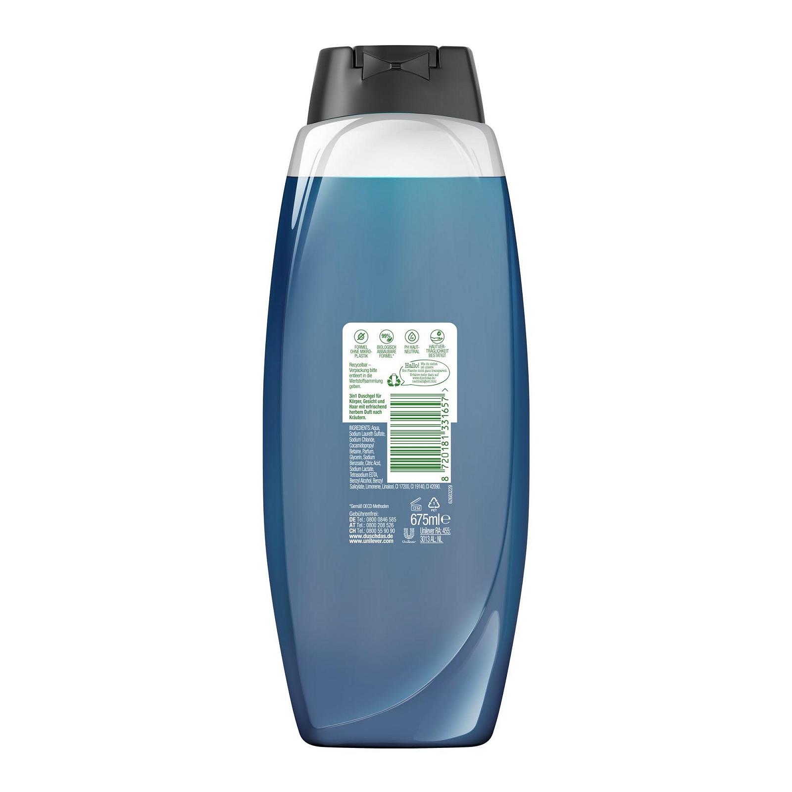 Гель для душу та шампунь 3-в-1 Duschdas For Men XXXL Shower Bath аромат Fresh Energy 675 мл, фото №2