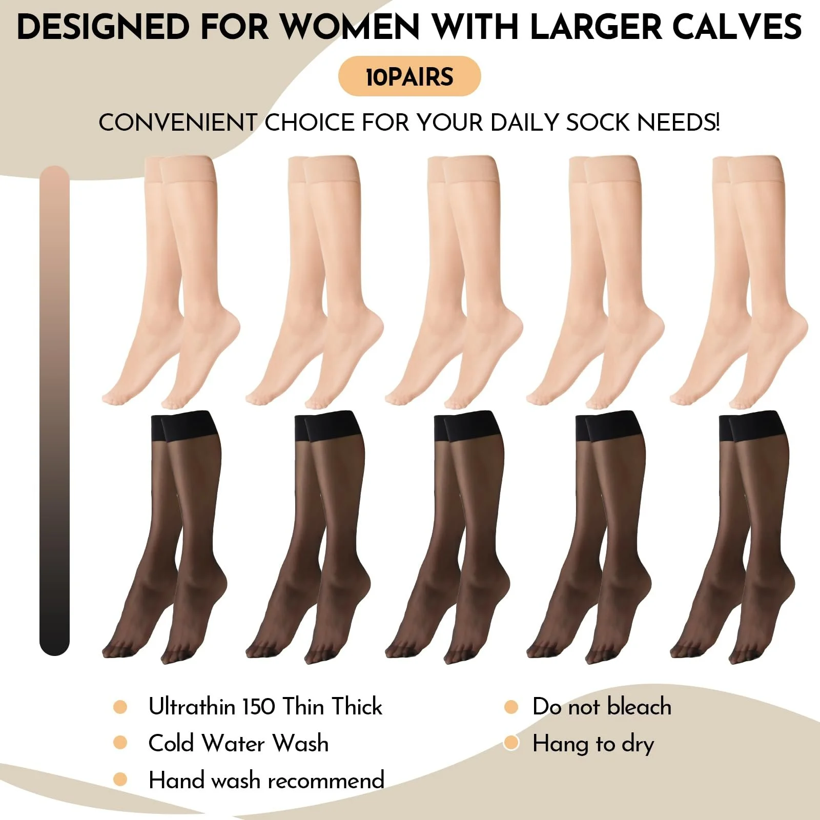 Шкарпетки до коліна жіночі, 10 пар, фото №3