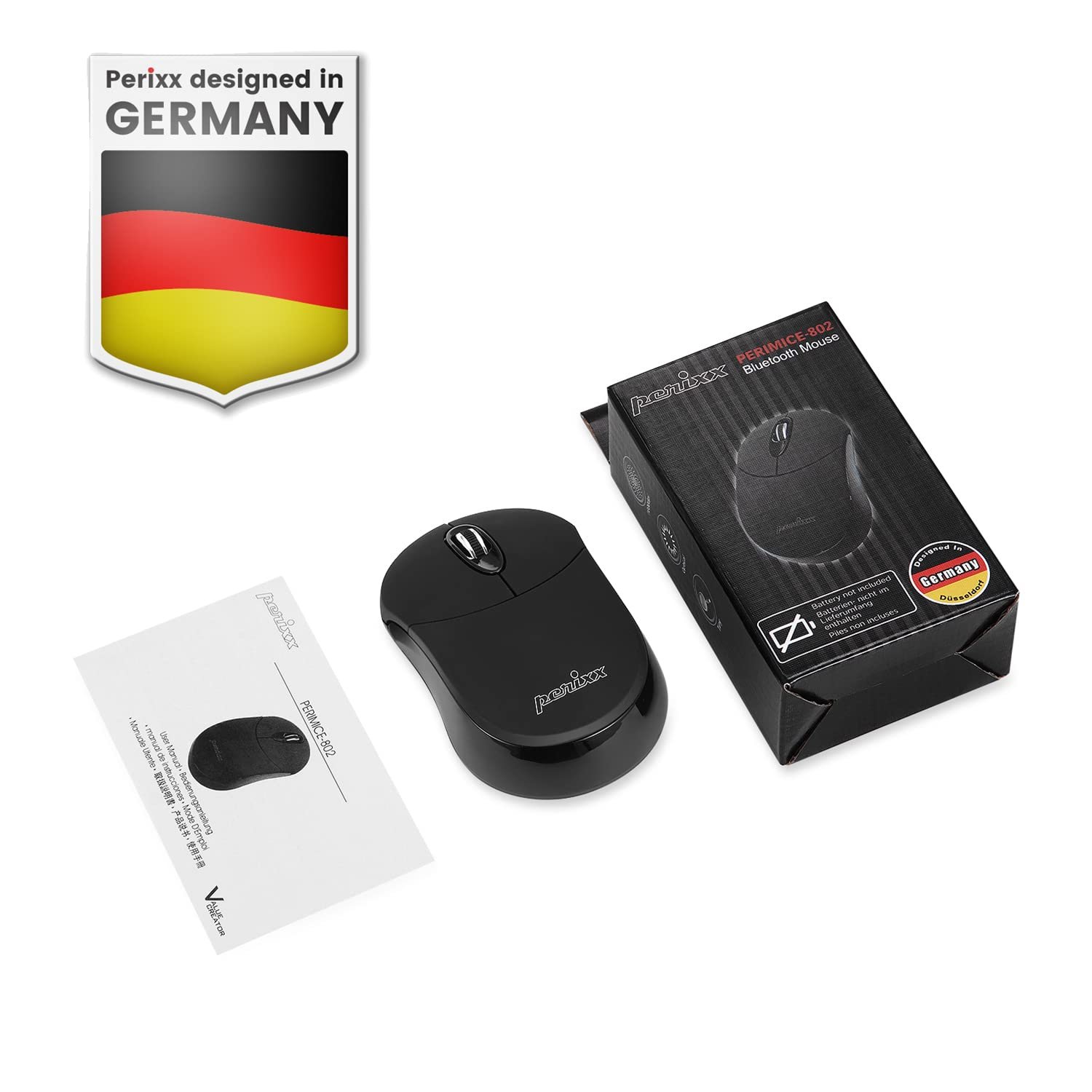 Миша Perixx PERIMICE-802 Бездротова Bluetooth Чорний, фото №6