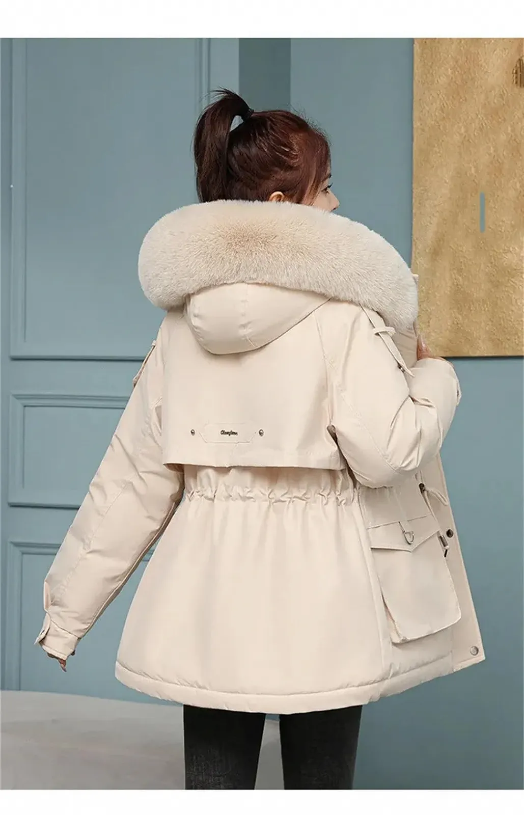 Женское пальто Adhdyuud с карманом, хлопковой подкладкой, капюшоном, длинное, на молнии, зимнее, фото №3 Женское пальто Adhdyuud с карманом, хлопковой подкладкой, капюшоном, длинное, на молнии, зимнее, фото №3