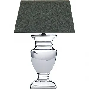 Настільна лампа Ceramic Silver Base Grey Fabric Shade 35 см - Фото 1