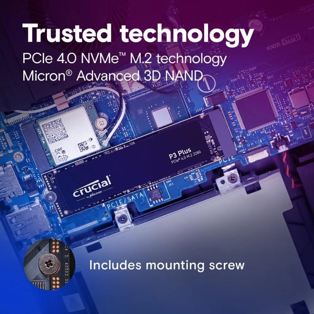 SSD накопичувач Crucial P3 PLUS 2TB QLC NAND M.2 NVMe 2280, фото №3