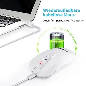 Миша LeadsaiL Бездротова Перезаряджувана 2.4 GHz Ергономічна Тиха Кнопка вмикання/вимикання 2400 DPI 5 Регульована synthetic.ua - Фото 1