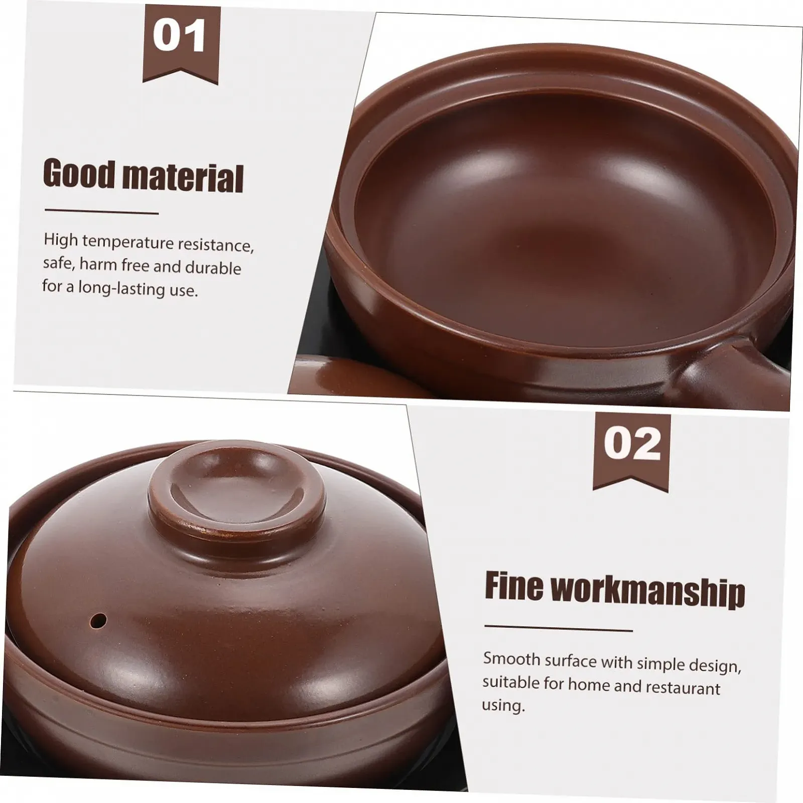 Кастрюля BESTYASH 1 шт. керамическая с ручкой термостойкая для супов и рагу, фото №7