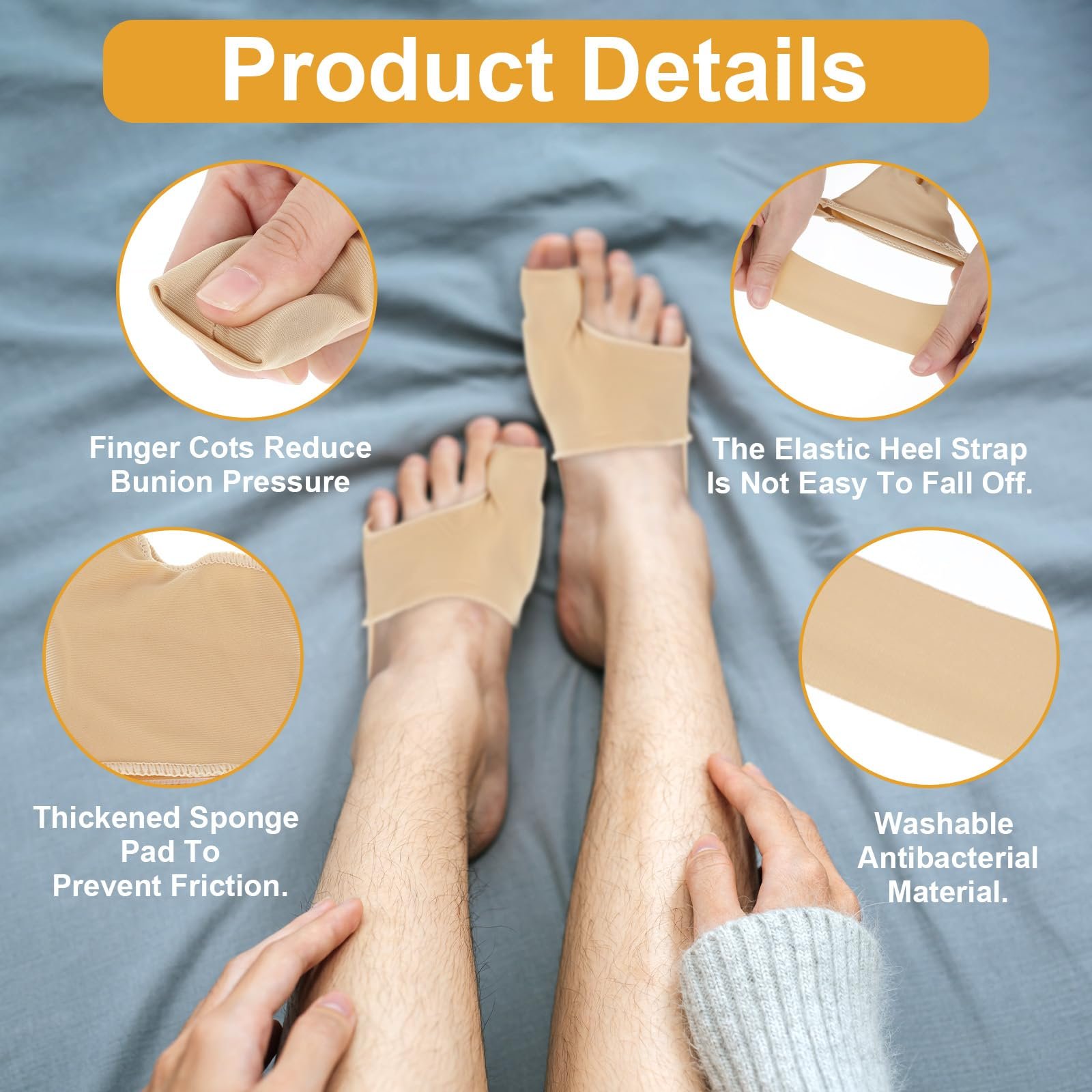 Носки для коррекции Hallux Valgus, 2 шт., бандаж с пяточным ремешком, фото №2 Носки для коррекции Hallux Valgus, 2 шт., бандаж с пяточным ремешком, фото №2