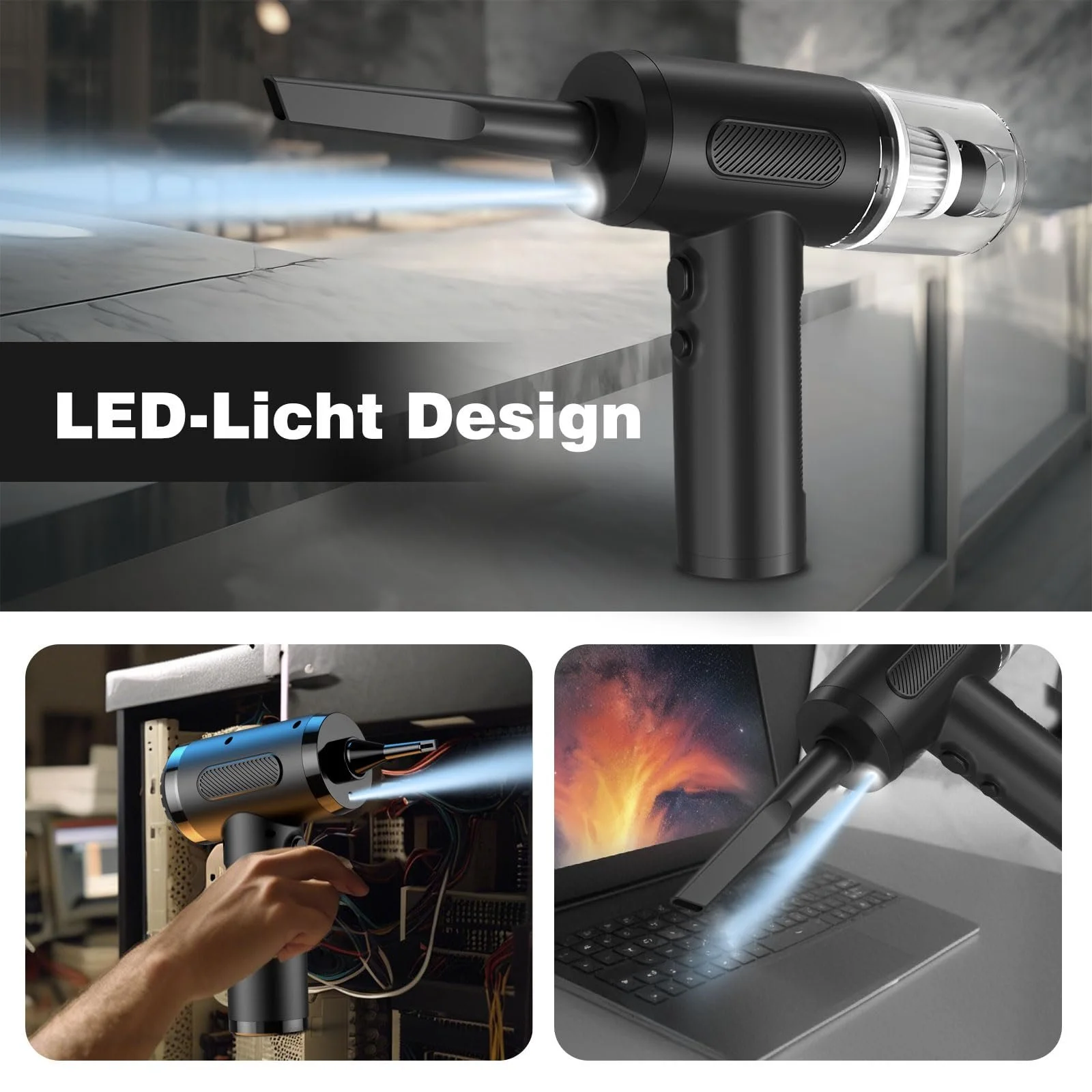 Электрическая воздуходувка и автомобильный пылесос 3 в 1 50,000 RPM 3 Speeds Wireless Mini Blower, фото №6