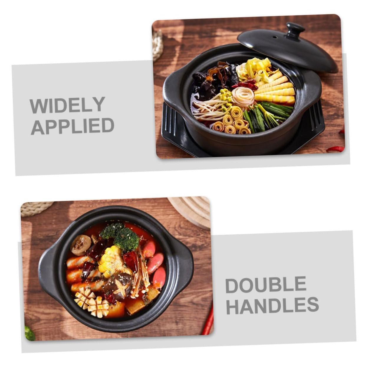 Кастрюля Toyvian керамическая с крышкой и двумя ручками термостойкая для тушения и супов, фото №7