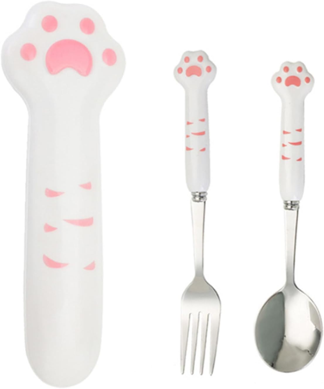 Лапка набор ложки и вилки с футляром кошачья лапка посуда из нержавеющей стали детский набор, фото №2