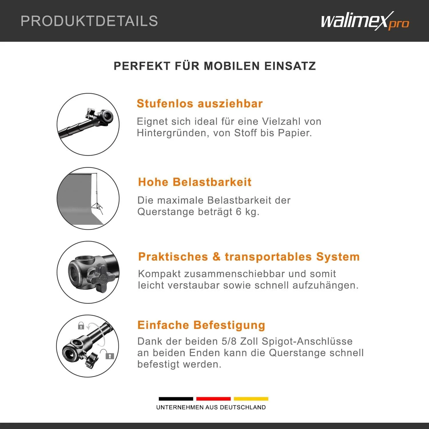 Телескопічна нижня штанга Walimex pro 120-307 см Чорний, фото №3 Телескопічна нижня штанга Walimex pro 120-307 см Чорний, фото №3