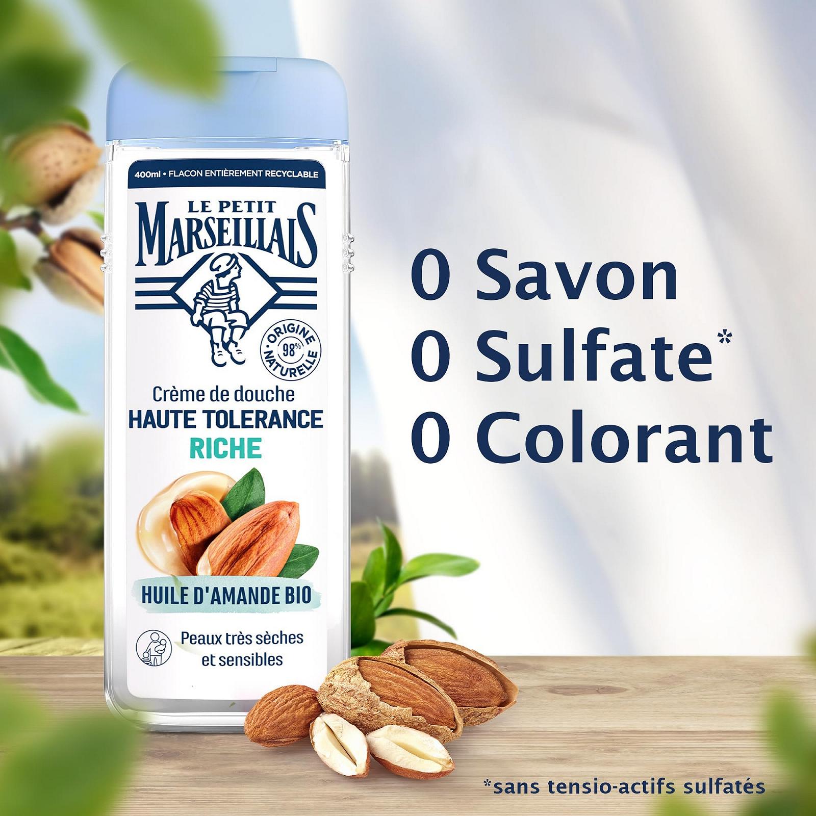 Крем-гель для душа Le Petit Marseillais High Tolerance с органическим миндальным маслом для очень сухой и чувствительной кожи, 400 мл, фото №3