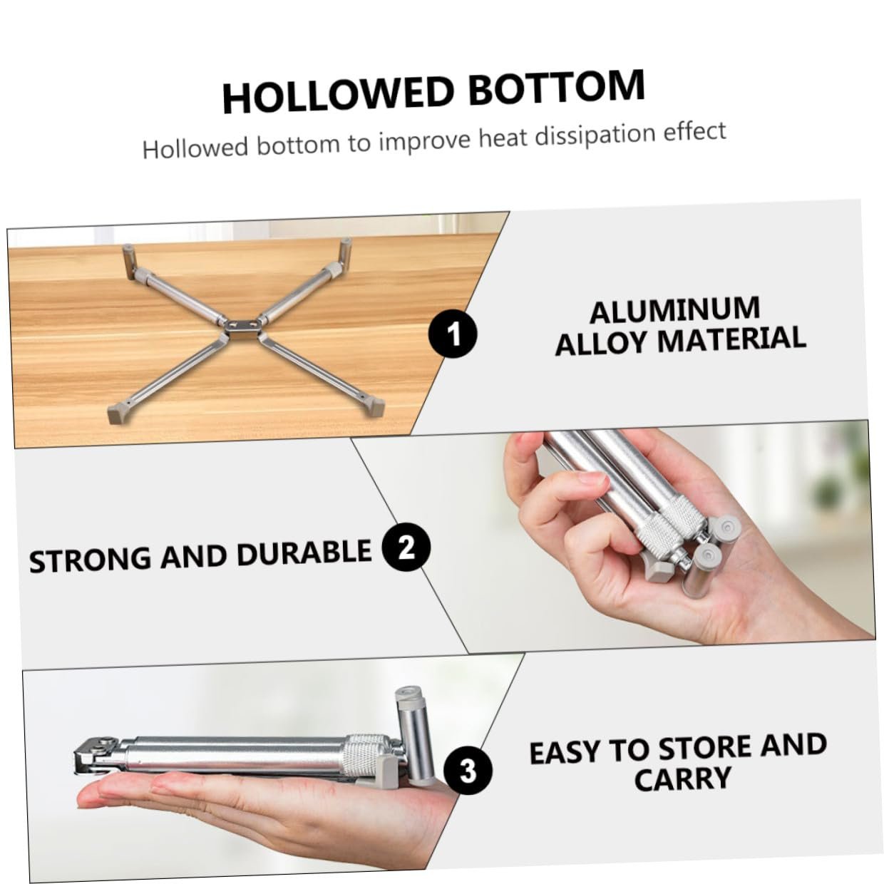 Підставка для ноутбука алюмінієва складана з регулюванням висоти, обертанням, вентильована з порожнистою основою, ергономічна для ноутбуків і планшетів, фото №7 Підставка для ноутбука алюмінієва складана з регулюванням висоти, обертанням, вентильована з порожнистою основою, ергономічна для ноутбуків і планшетів, фото №7