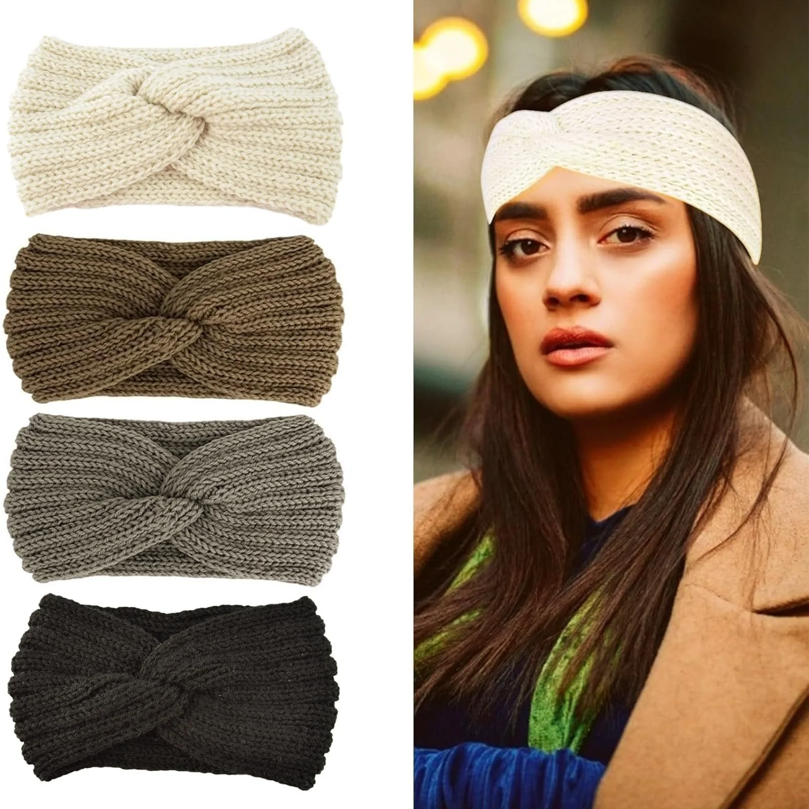 В'язана зимова пов'язка на голову для жінок, фото №7