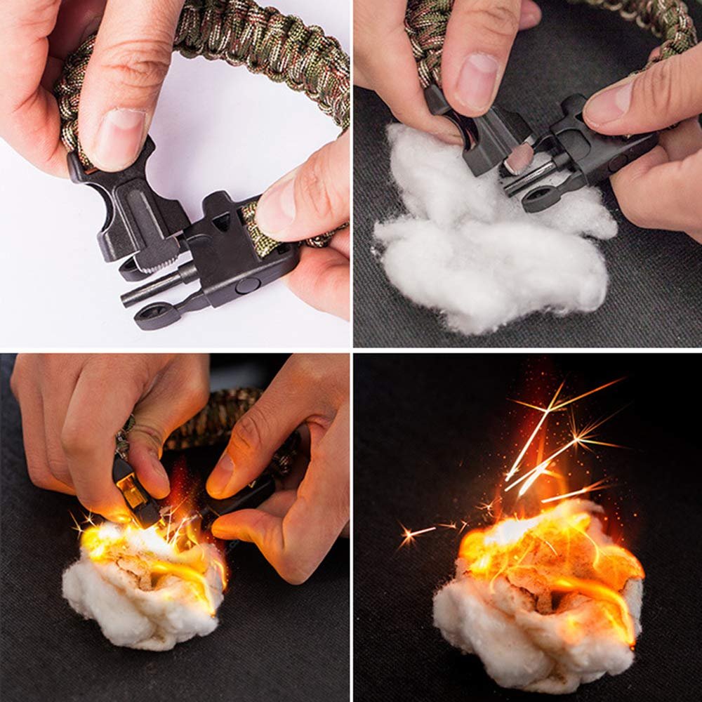 Браслет Paracord YzoTek Survival, камуфляжний, 5 в 1, компас, кресало, скребок, свисток, нейлон, фото №5