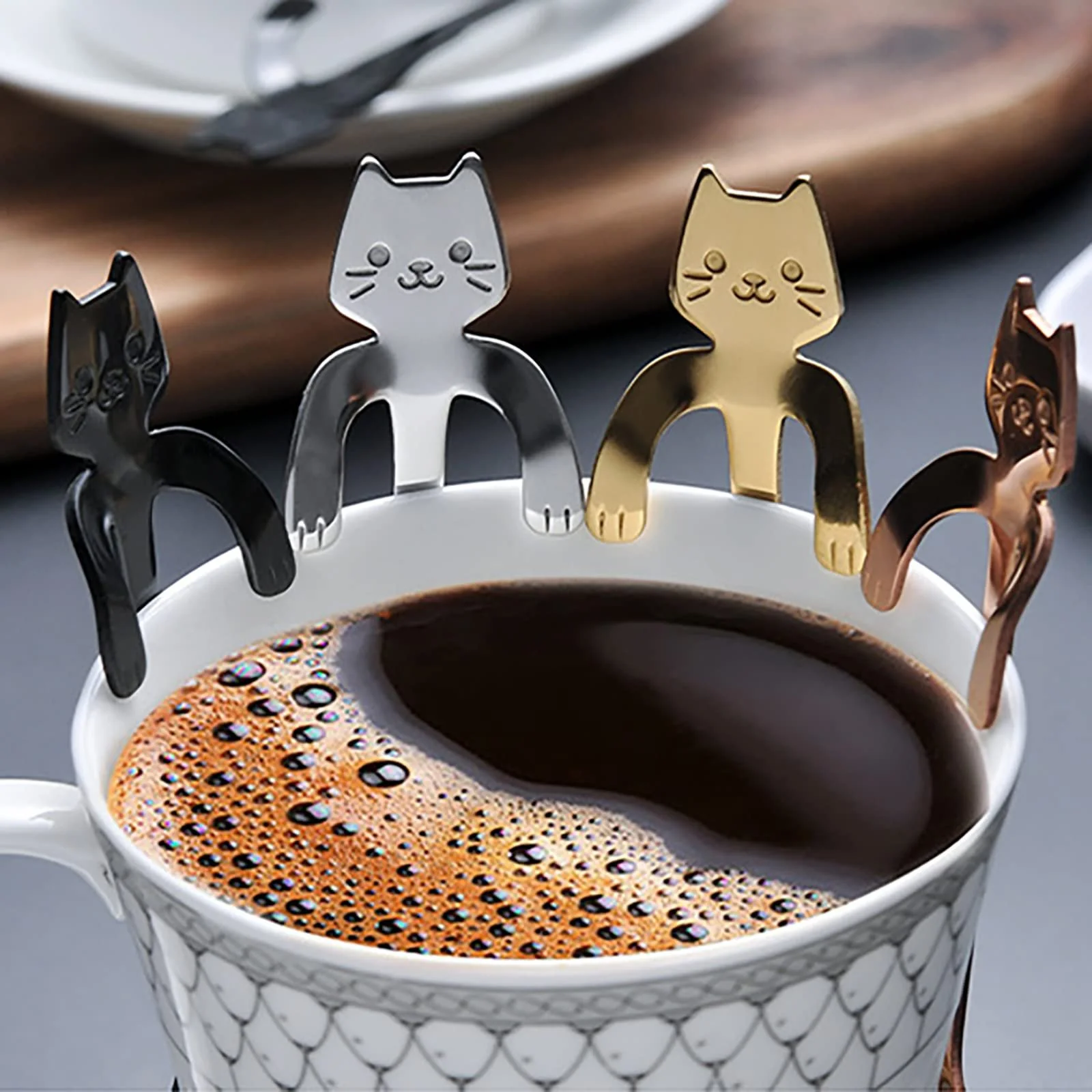 Ложка чайна Cat Coffee Spoon 12 см, срібна, набір 6 штук, фото №4