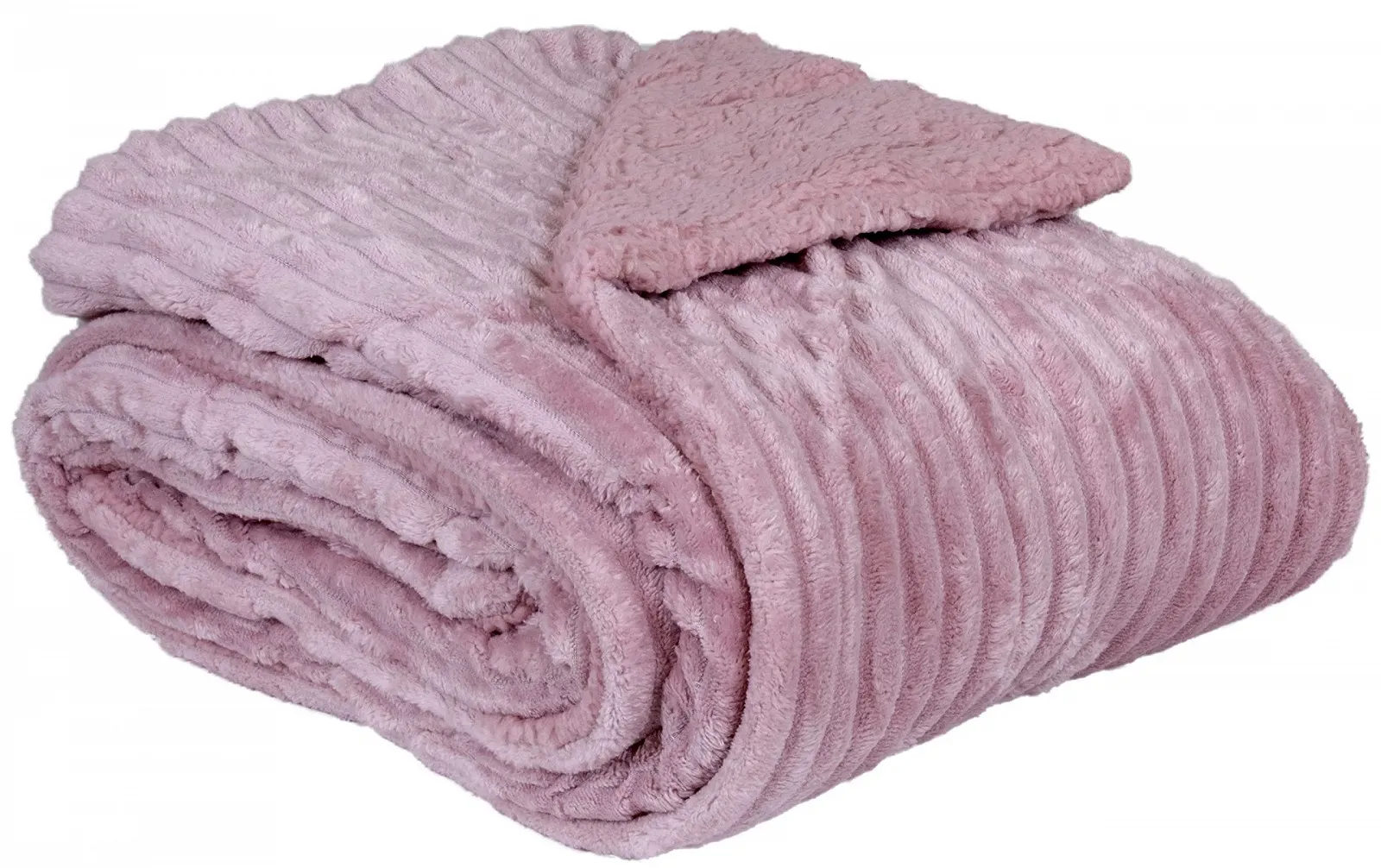 Покривало Trendyshop365 150 x 200 см Вельвет Плюшева Покривало Шерпа Спинка Пухнастий покривало (Брудно-рожевий), фото №3