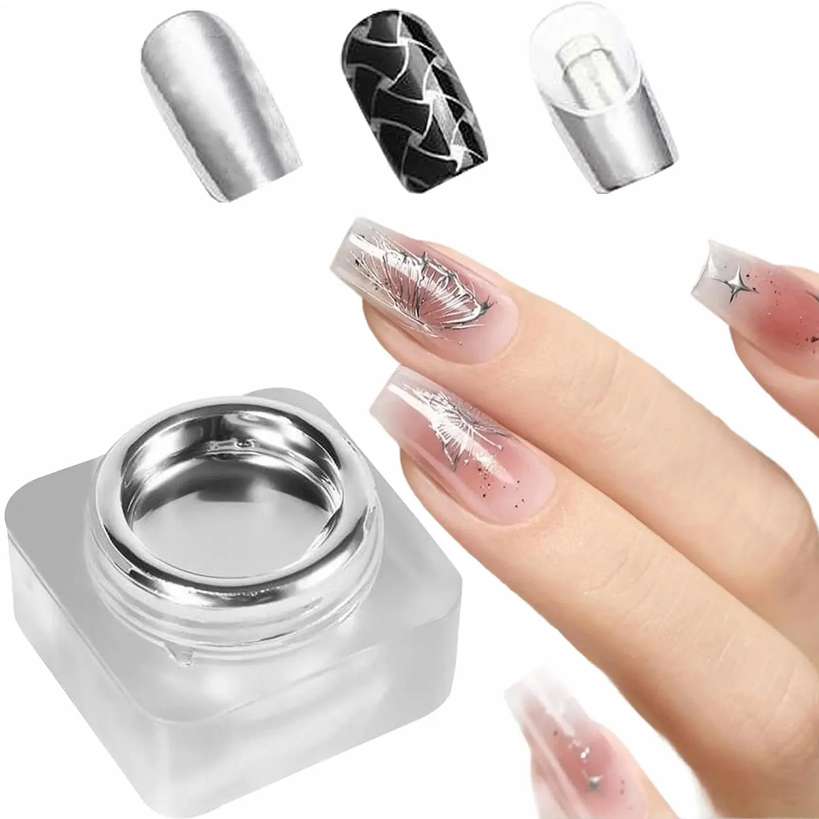 Металл-гель лак Зеркальный серебряный, фото №1 Металл-гель лак Зеркальный серебряный, фото №1