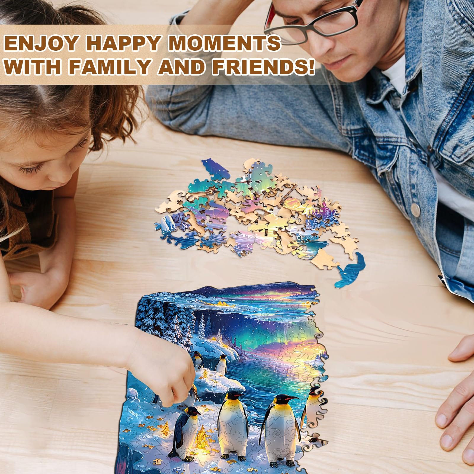 Пазл деревянный WOODBESTS Frozen Penguins 265 деталей 34 x 31.1 см, фото №5