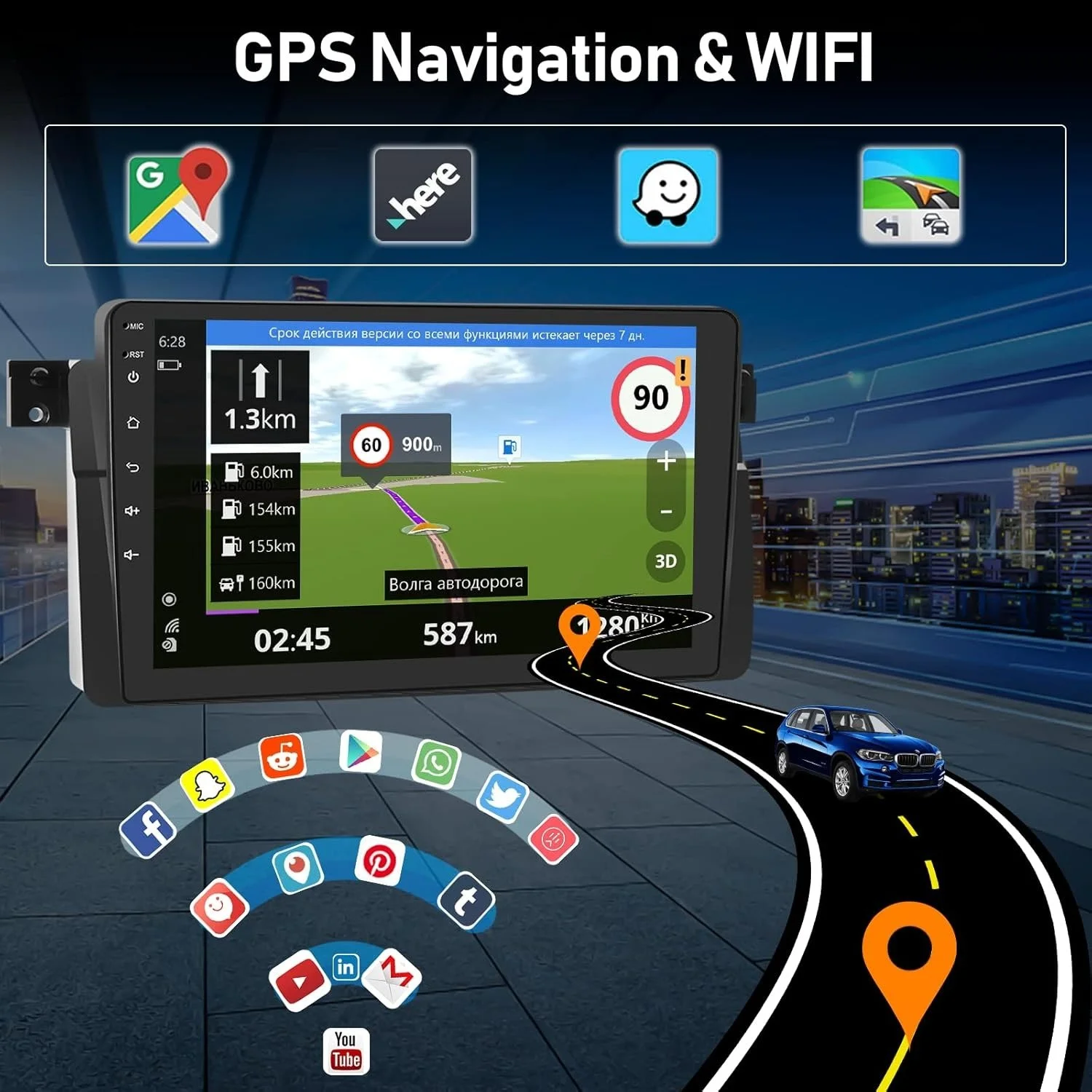 Автомагнитола CAMECHO Car Radio для BMW 3 Series E46 9'' Wi-Fi Bluetooth GPS 4-ядер Android 11 Black, фото №2