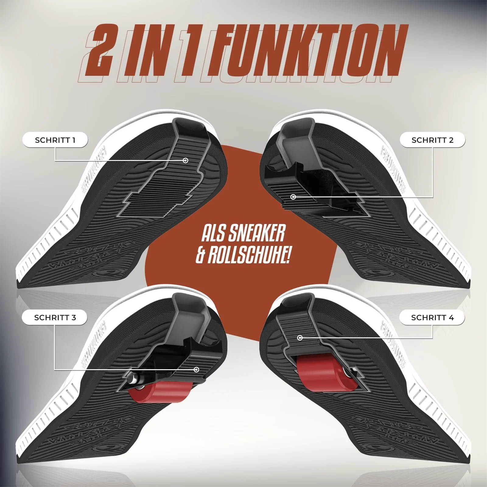 Кроссовки на колесах BREEZY ROLLERS для детей, детские роликовые кроссовки, от детской уличной обуви до роликовых коньков за несколько секунд, запатентованная система Click, фото №4 Кроссовки на колесах BREEZY ROLLERS для детей, детские роликовые кроссовки, от детской уличной обуви до роликовых коньков за несколько секунд, запатентованная система Click, фото №4