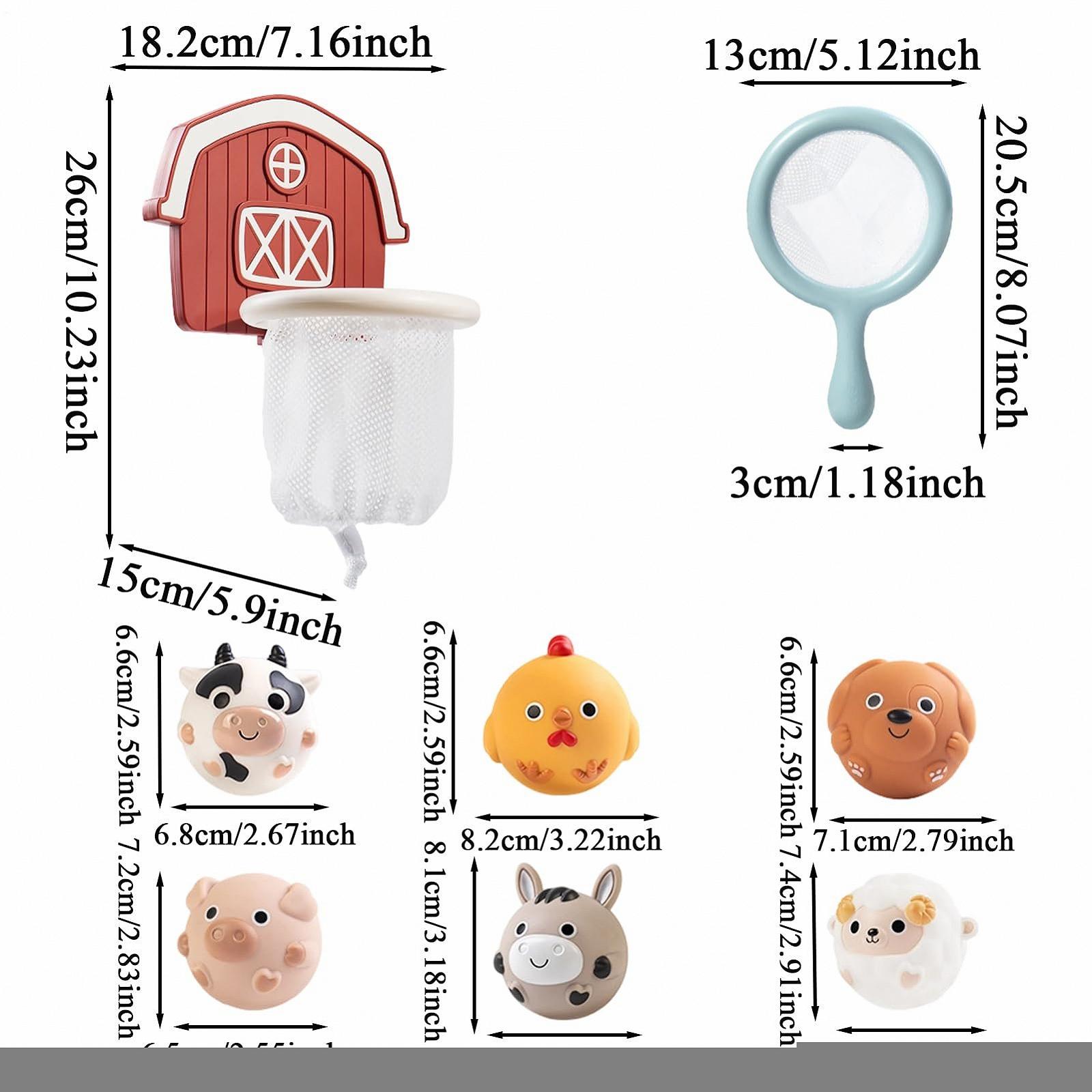 Игрушка для ванны Баскетбол с присосками и 6 мячиками в форме животных, фото №5