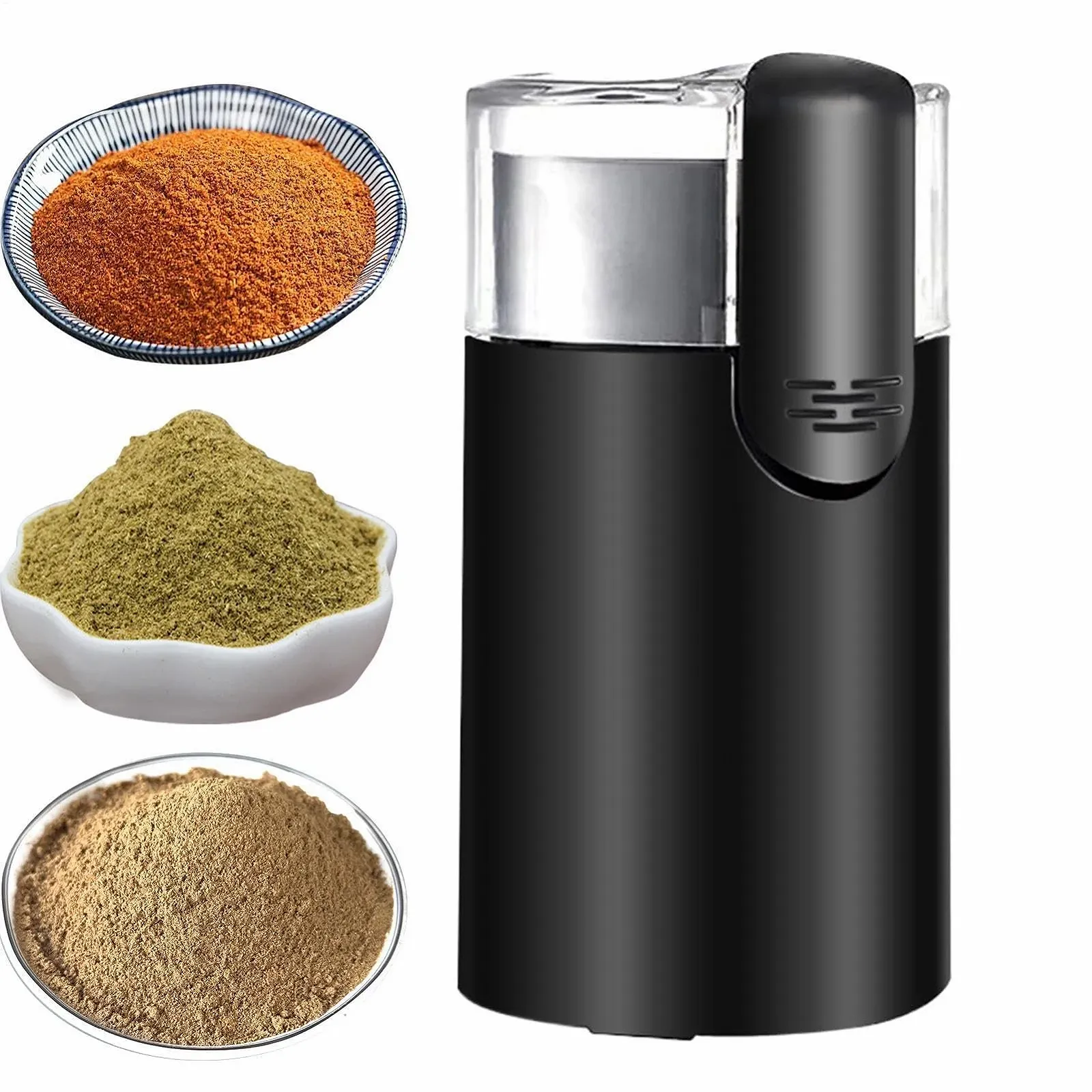 Мельница для кофейных зерен электрическая, Измельчитель из нержавеющей стали с щеткой, Подходит для измельчения пищевых бобов, орехов на кухне, дома, в кафе и в дороге, фото №1