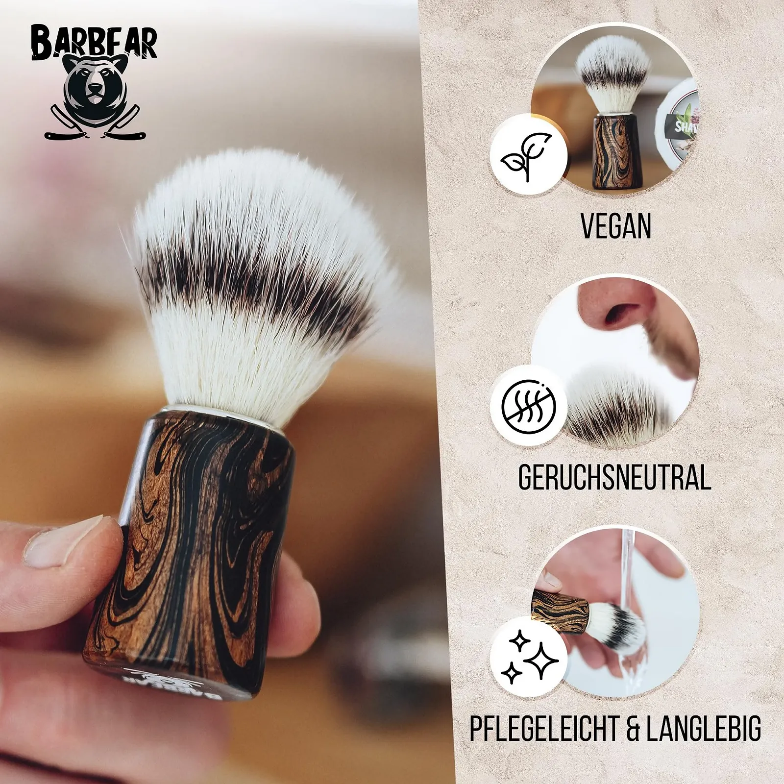 Помазок для бритья Germany Soft Bristles Beech Wood Handle, фото №6 Помазок для бритья Germany Soft Bristles Beech Wood Handle, фото №6