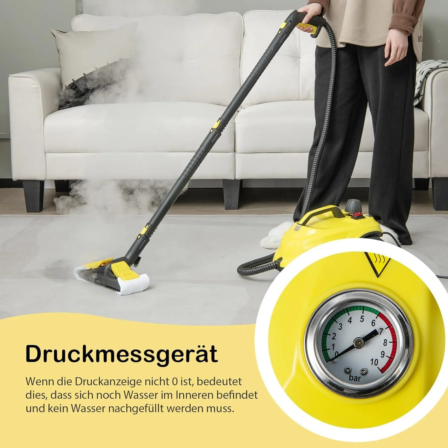 Пароочисник RELAX4LIFE 2000 Вт 5 бар 1,8 л Yellow, фото №6