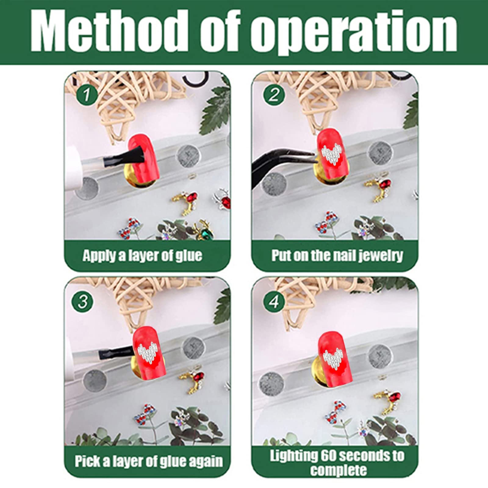 Прикраса для нігтів Серце, 80 шт, блискучі 3D камені у формі серця аксесуари для манікюру, DIY вироби, золото, срібло, рожеве золото, фото №7