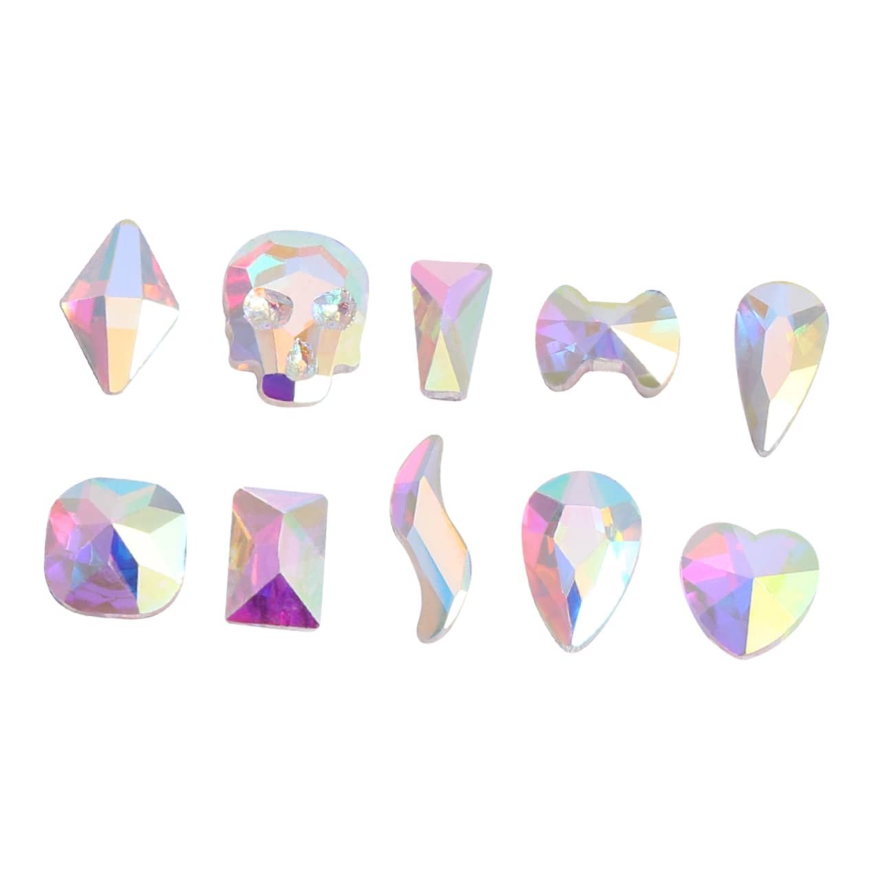 Стразы для ногтей Healeved, 300 шт., разных размеров и форм, стеклянные кристаллы AB цвета для дизайна ногтей, блестящие украшения для ногтей, чехлов для телефонов, открыток и прочего, фото №6