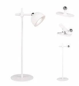 Настільна лампа Reality Leuchten Maxima R57791101 LED акумуляторна металева 3 Ват 4-рівневий сенсор з кріпленнями Біла матова - Фото 1