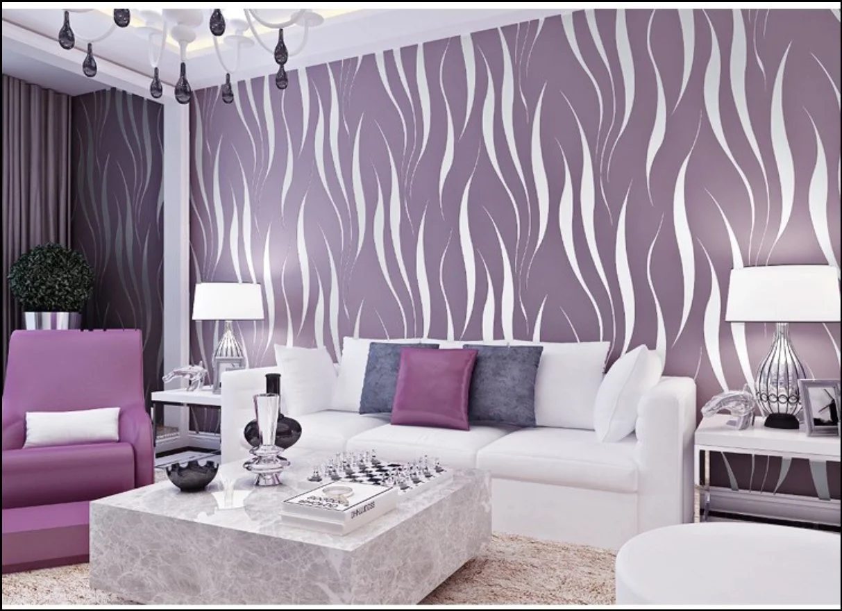 Шпалери Modern Minimalist Water Plant Pattern 3D Flocking Embossed 1 рулон Фіолетовий, фото №2 Шпалери Modern Minimalist Water Plant Pattern 3D Flocking Embossed 1 рулон Фіолетовий, фото №2