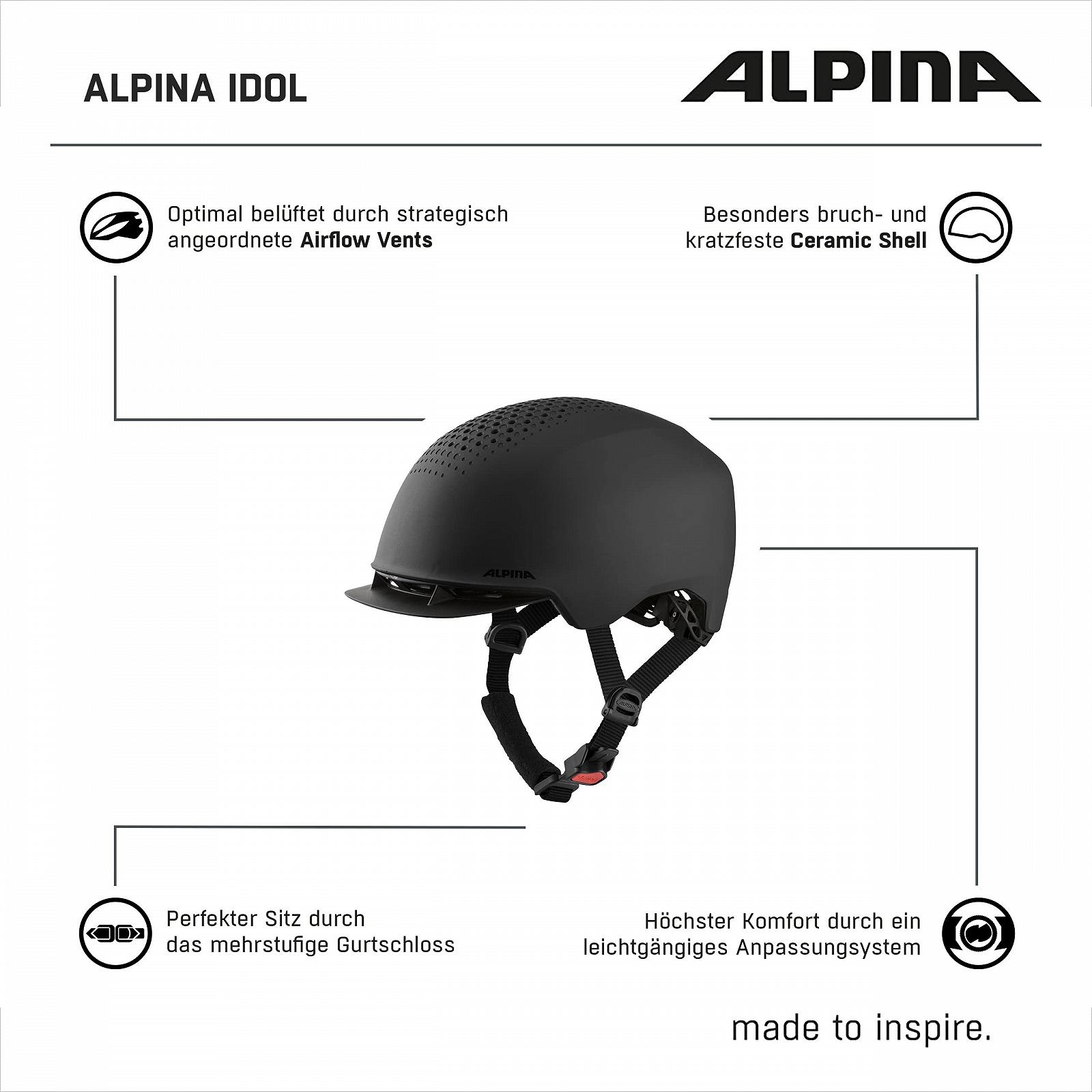 Велосипедний шолом ALPINA Idol Sustainable Illuminated & Lightweight з LED підсвічуванням та сонцезахисним щитком для дорослих, фото №6