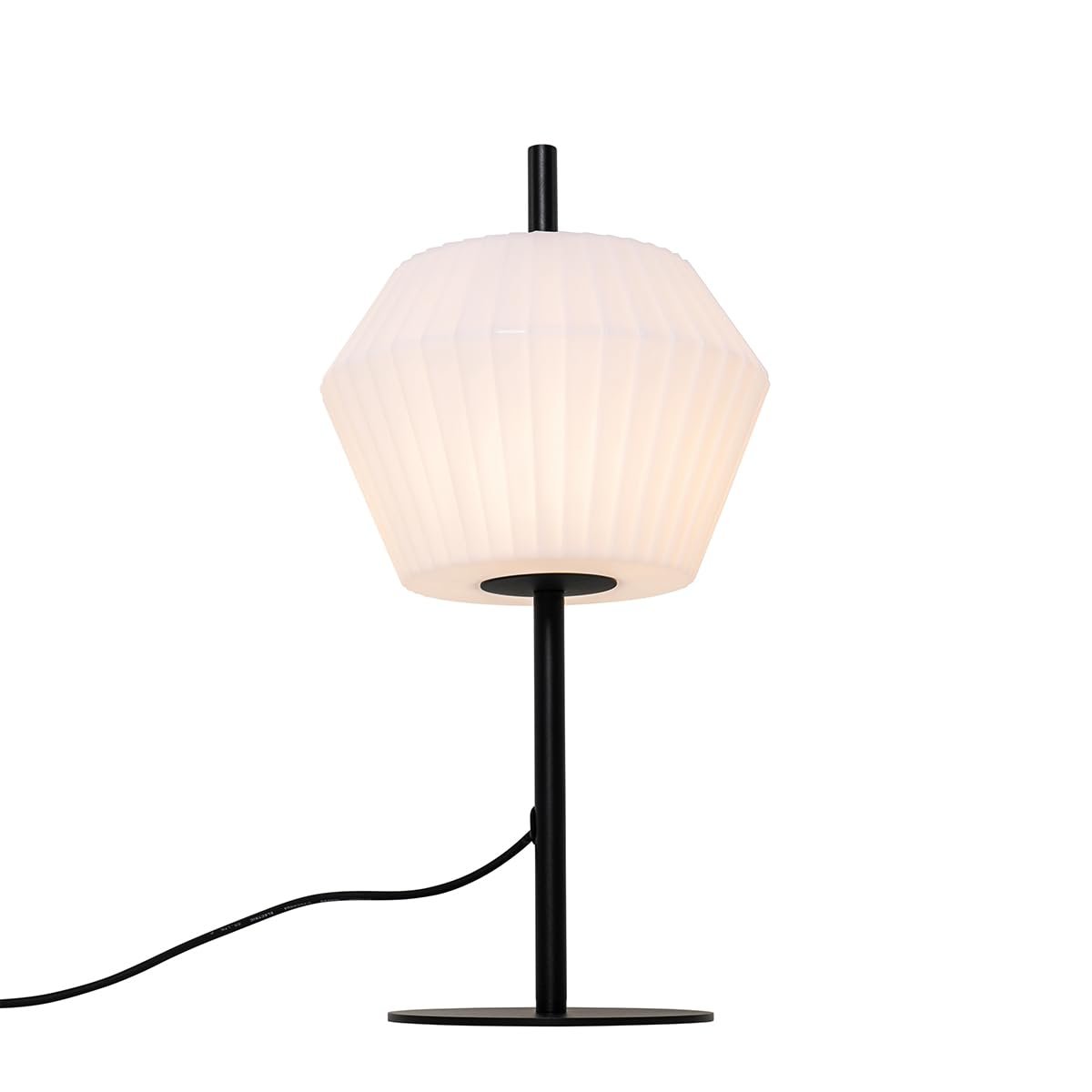 Настільна лампа Qazqa Robbert Modern вулична пластикова кругла з білим абажуром чорна IP44 E27, фото №7