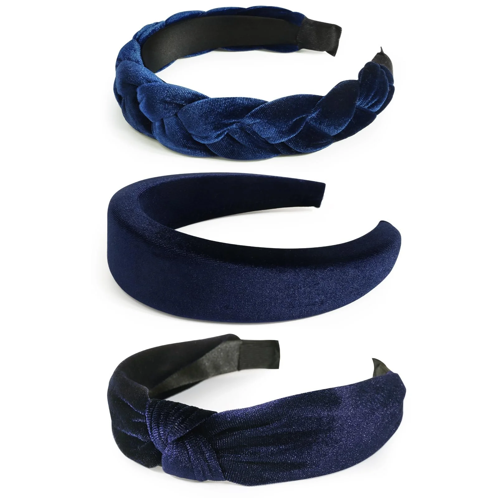 Набір обручів на голову 3 шт. Оксамитова, фото №1