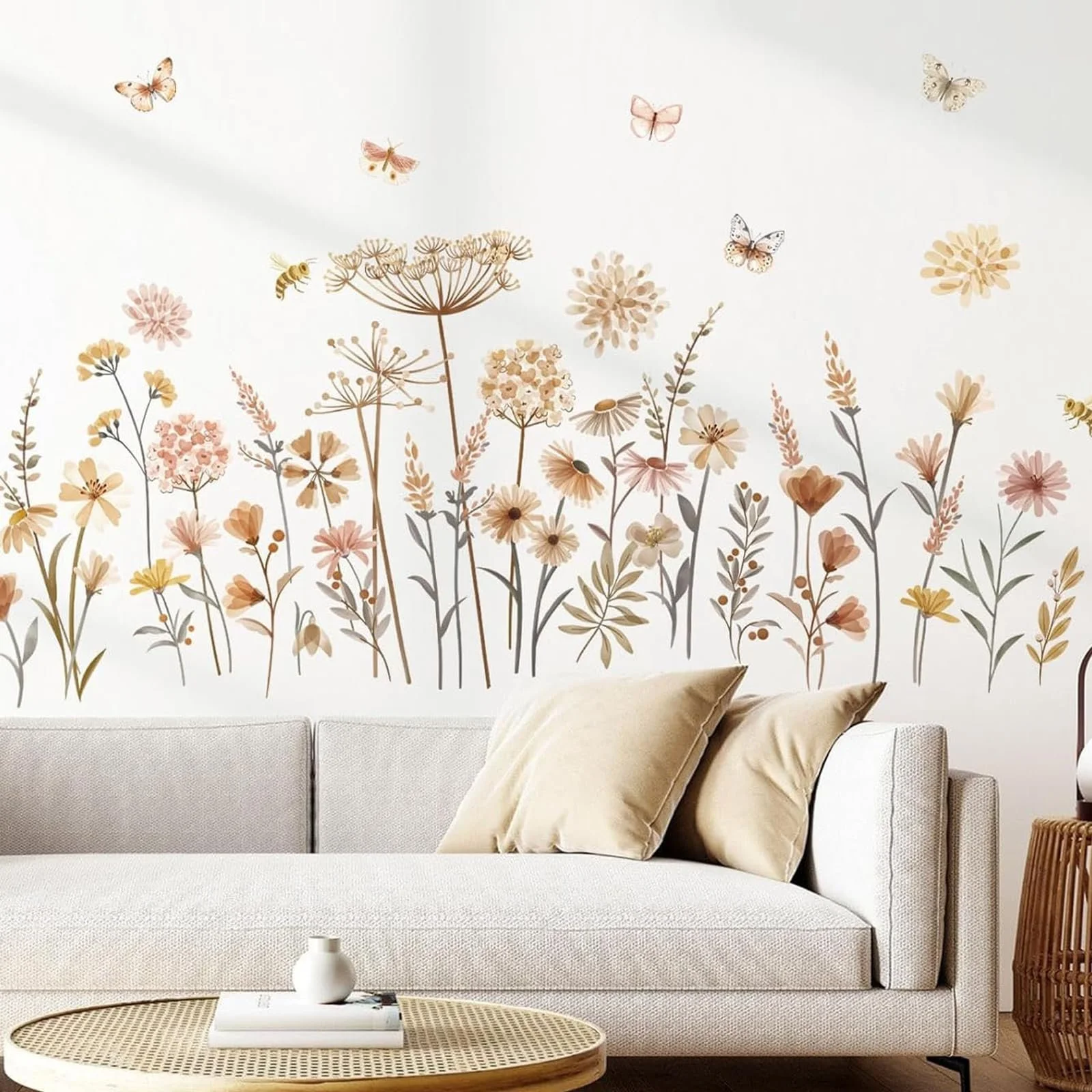 Наклейка на стіну Кульбаби Метелики Квіти Бохо, фото №6