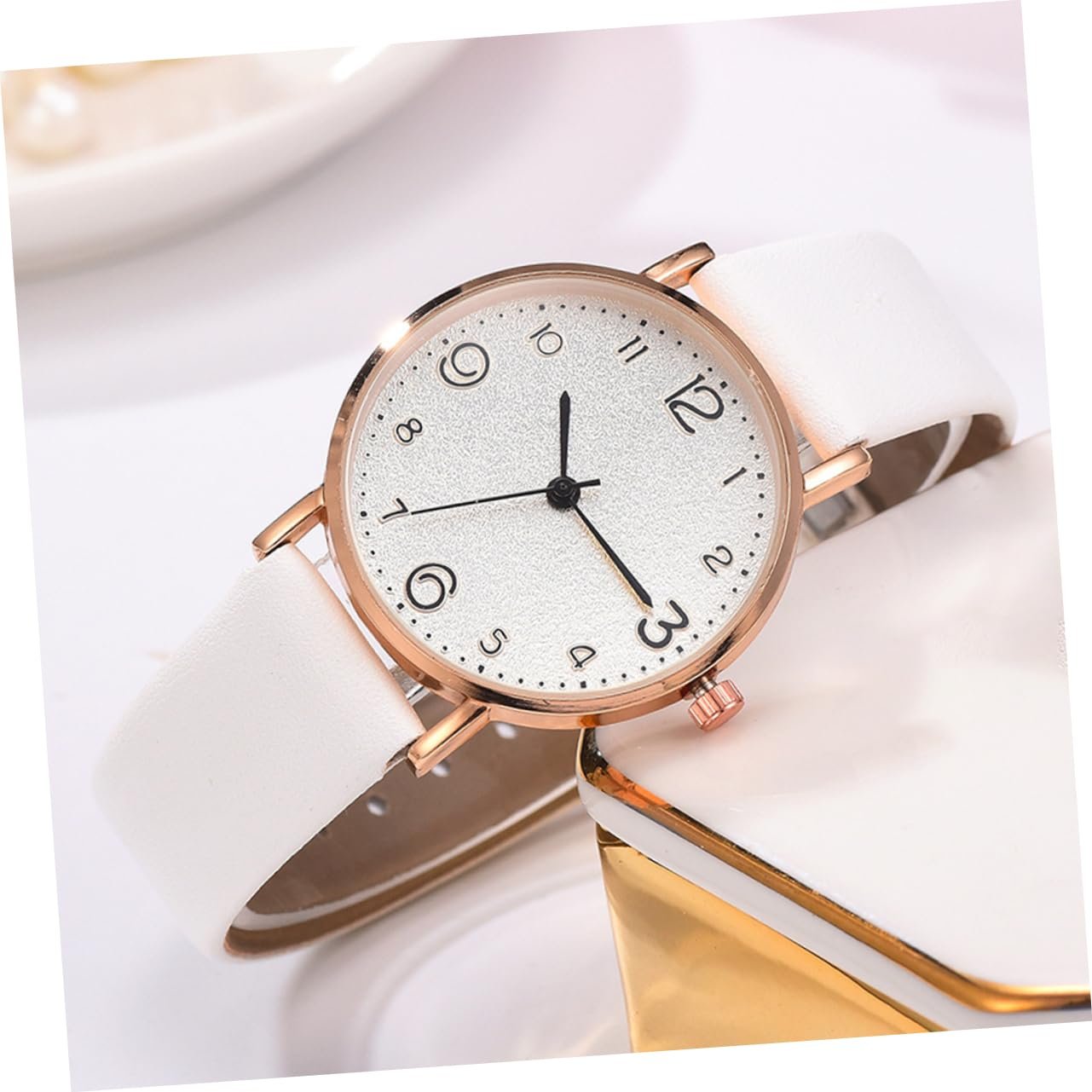 Женские часы WRITWAA 2 шт. Классический ПУ кожаный ремешок Аналоговый кварцевый механизм, фото №6