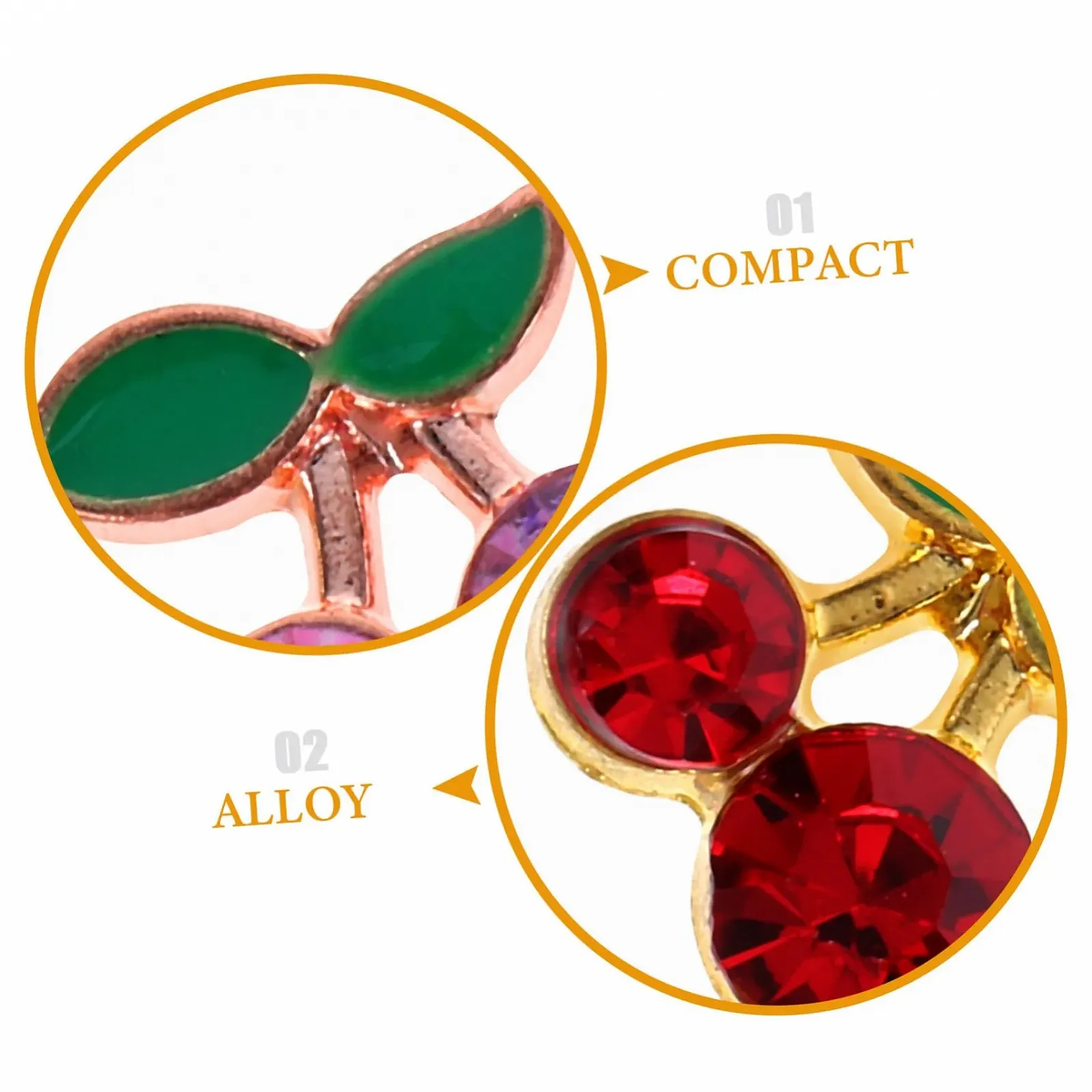 Прикраса для нігтів Вишня 32 шт. кристали у формі вишні Підвіски з вишнями з фруктами Фруктові прикраси з сплаву, фото №3