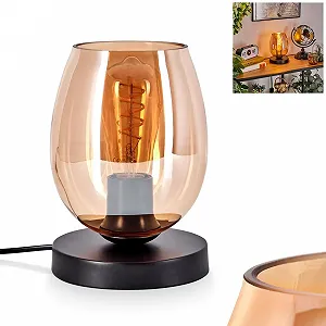 Настільна лампа Koyoto Metal/Glass Modern 15 см E27 Black/Amber - Фото 1