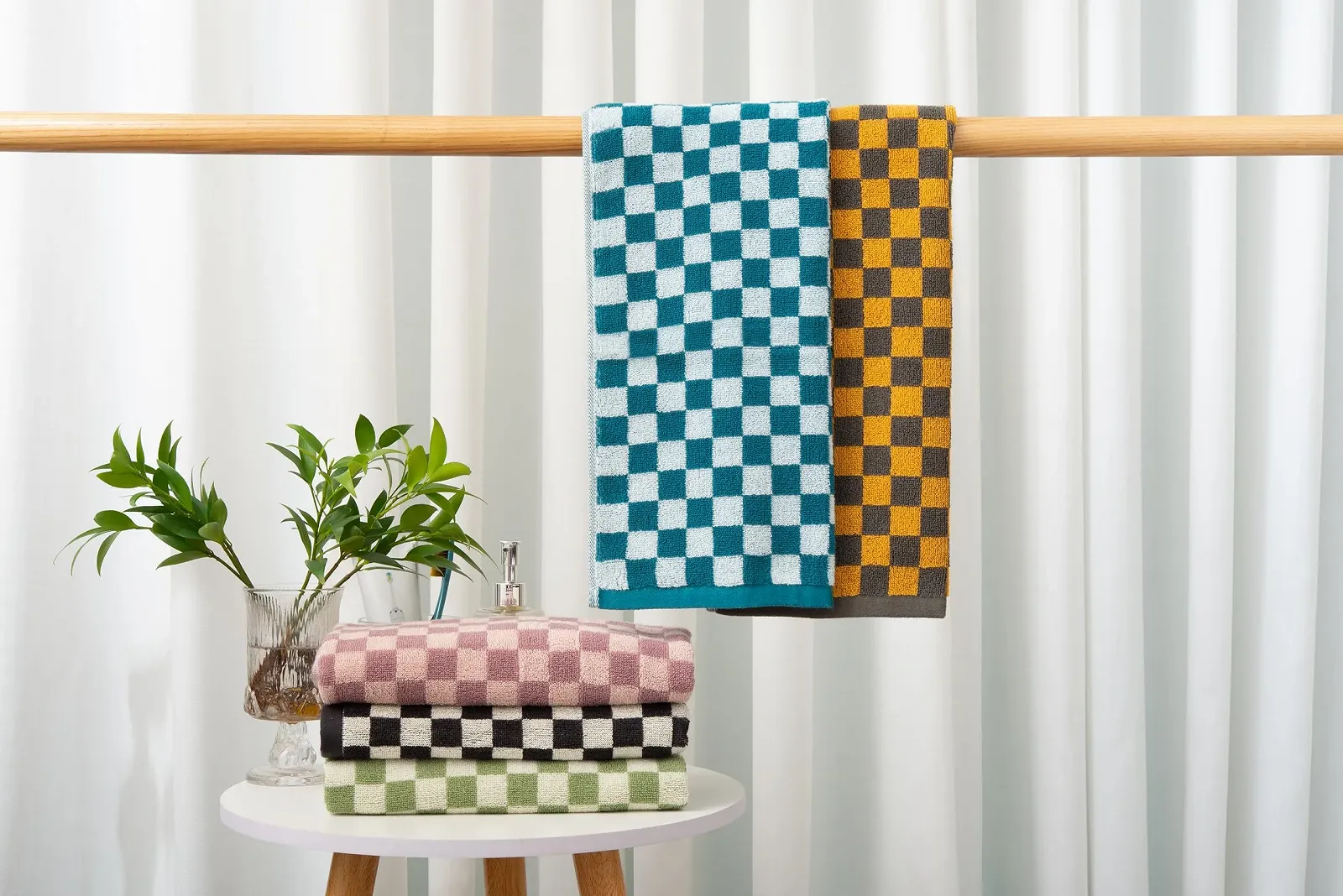 Набір рушників Luxury Checked Cotton 5 шт. 33 x 73 см Клітинка Мультиколор, фото №2