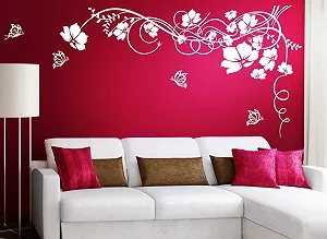 Настінна наклейка Grandora W829 Flower Tendril & Butterflies 150x82 см Lilac - Фото 1