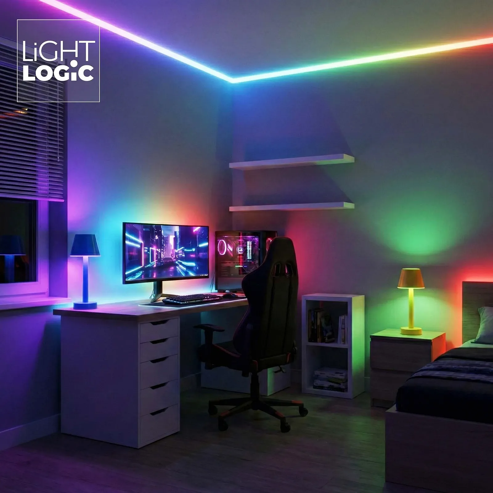 Настільна лампа LightLogic LL JERE DIM RGB BL Акумуляторна Синя, фото №4