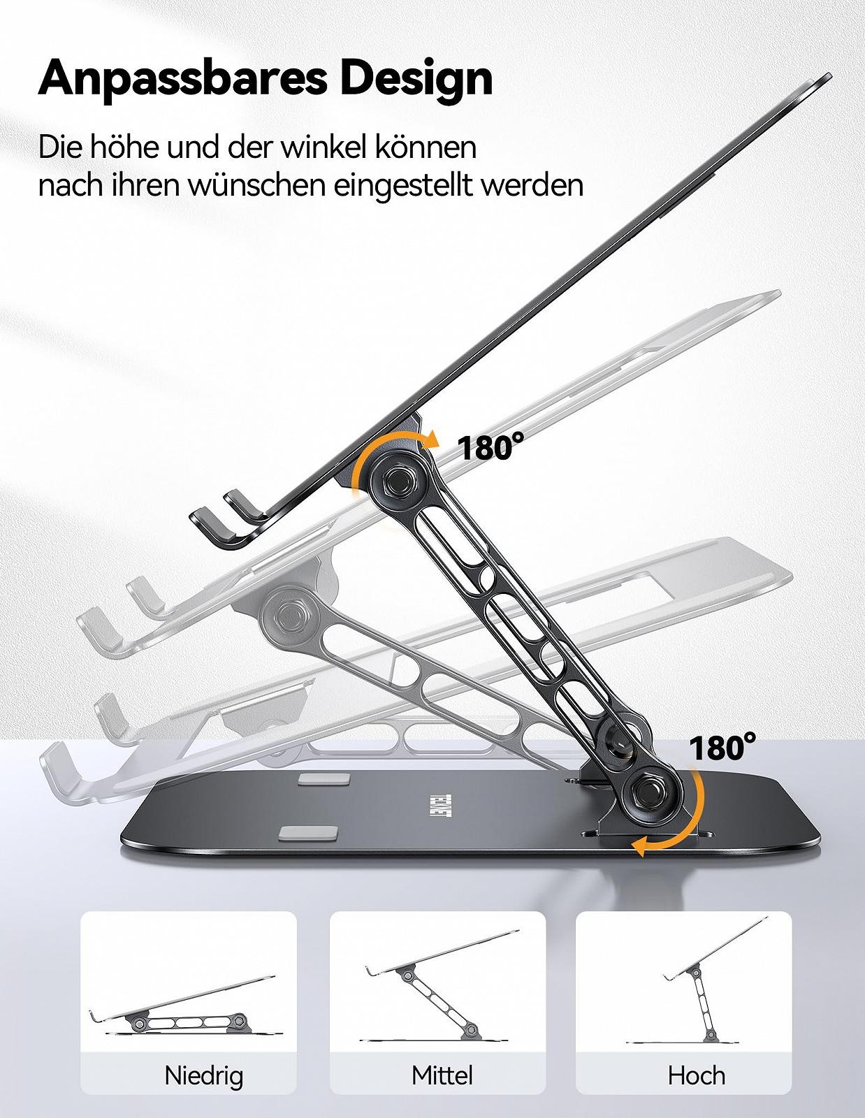 Подставка для ноутбука TECKNET Регулируемая по высоте и вращающаяся, Эргономичная подставка для ноутбука, Подставка для ноутбука Черный, фото №4 Подставка для ноутбука TECKNET Регулируемая по высоте и вращающаяся, Эргономичная подставка для ноутбука, Подставка для ноутбука Черный, фото №4