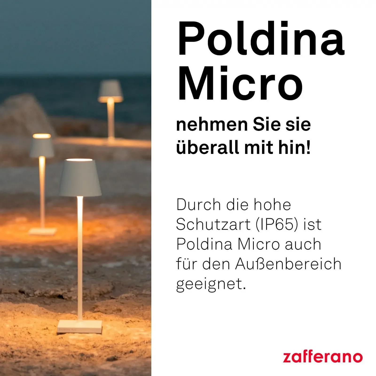 Настільна лампа Zafferano Poldina Micro бездротова акумуляторна сенсорна 2200-3000 K висота 27,5 см ⌀ 7 см Чорна, фото №3