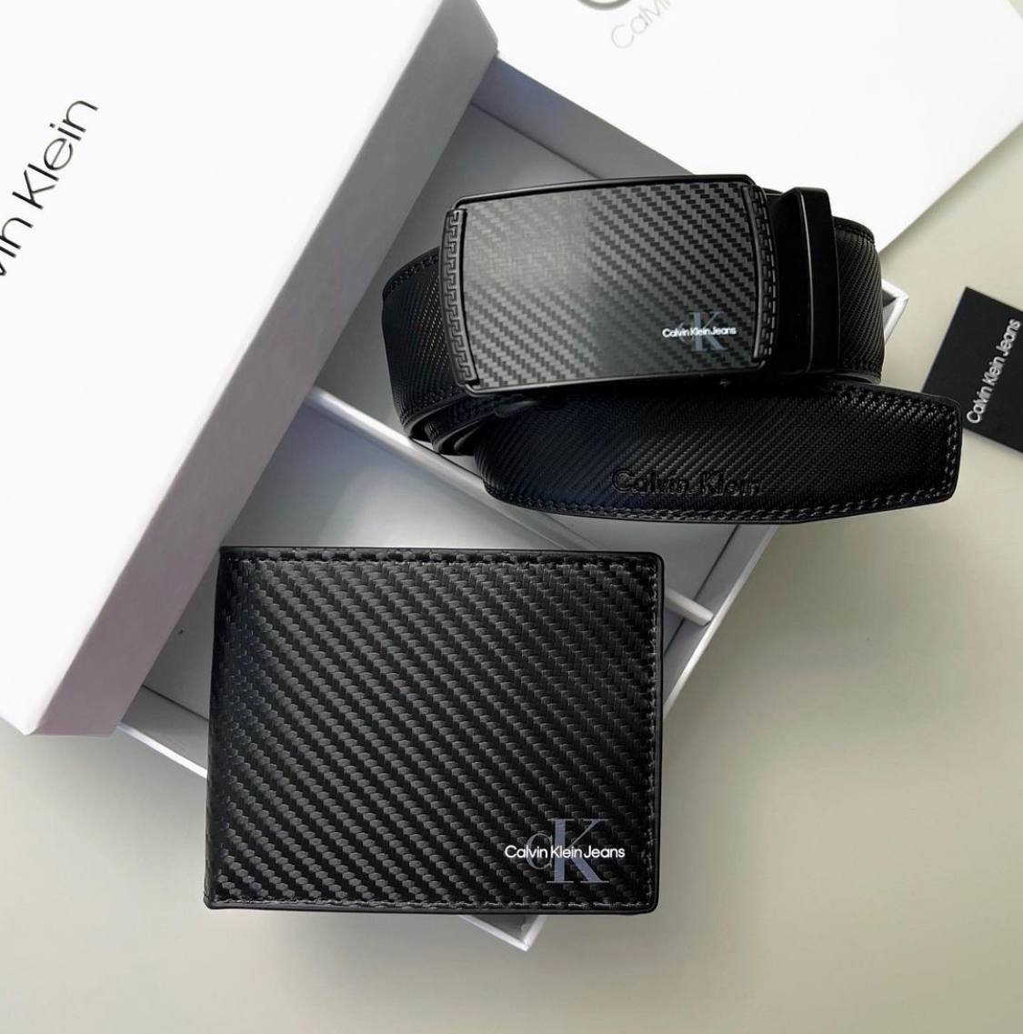 Чоловічий ремінь автомат та гаманець подарунковий набір Calvin Klein, фото №1