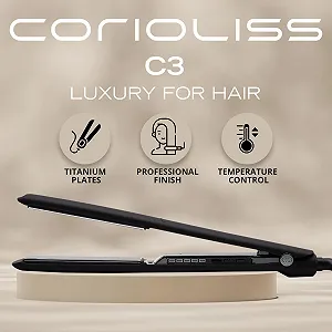 Выпрямитель для волос Corioliss C3 Удлиненные титановые пластины Температурный контроль Black Chrome Soft Touch synthetic.ua - Фото 1