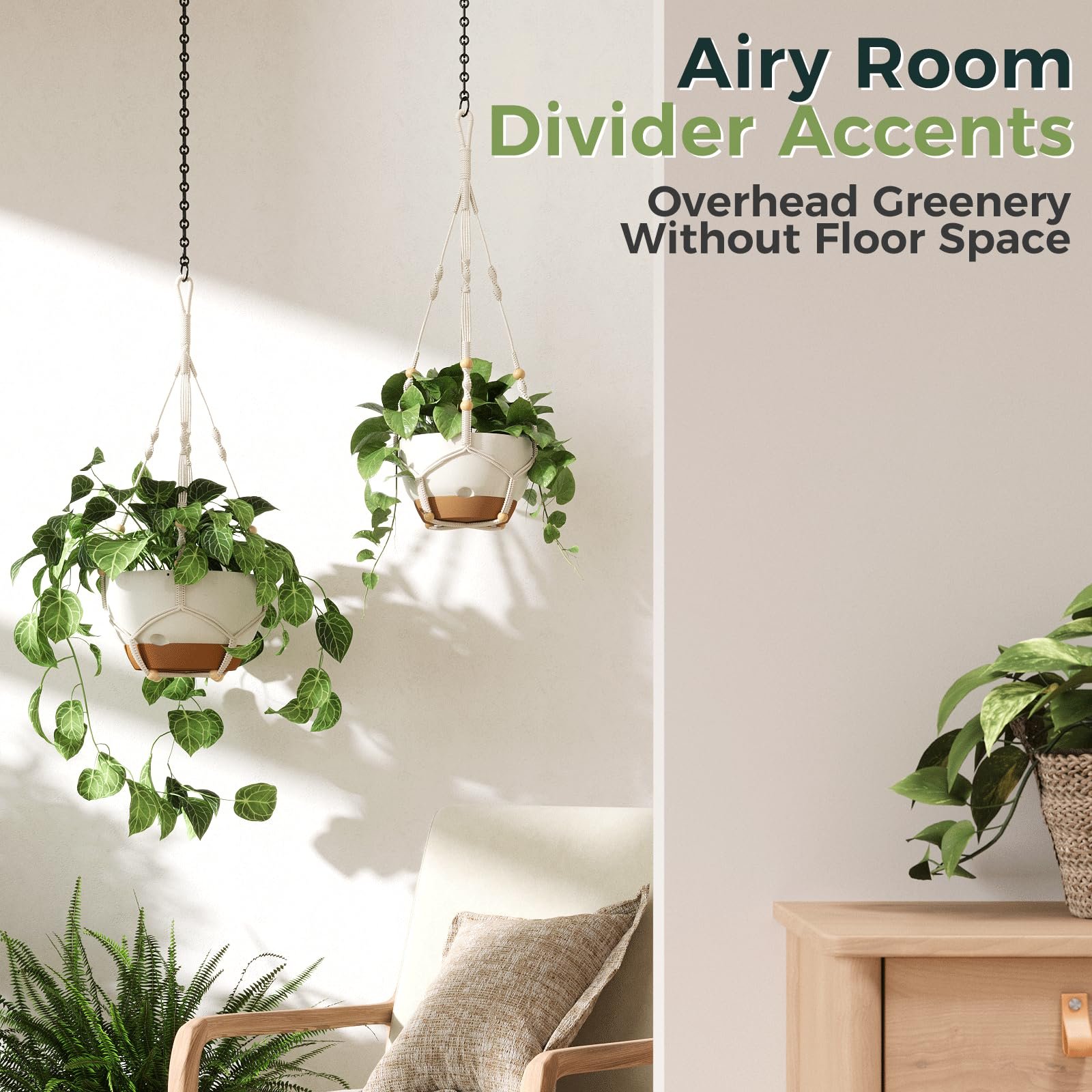 Підвісний кошик Bamworld Макраме Бавовняний Бохо 85 см, фото №5 Підвісний кошик Bamworld Макраме Бавовняний Бохо 85 см, фото №5