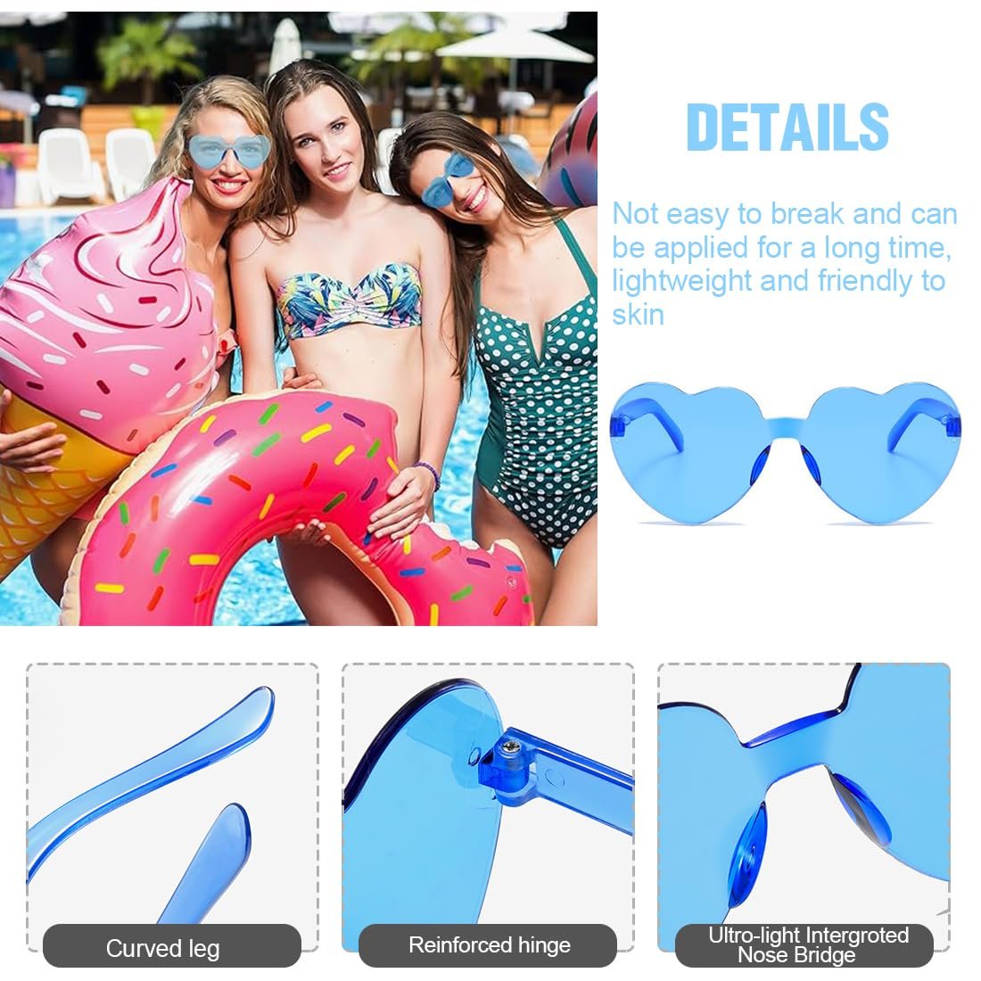 Сонцезахисні окуляри Серце/Зірка ZKSXOA Набір 10 штук Прозорі, фото №3 Сонцезахисні окуляри Серце/Зірка ZKSXOA Набір 10 штук Прозорі, фото №3