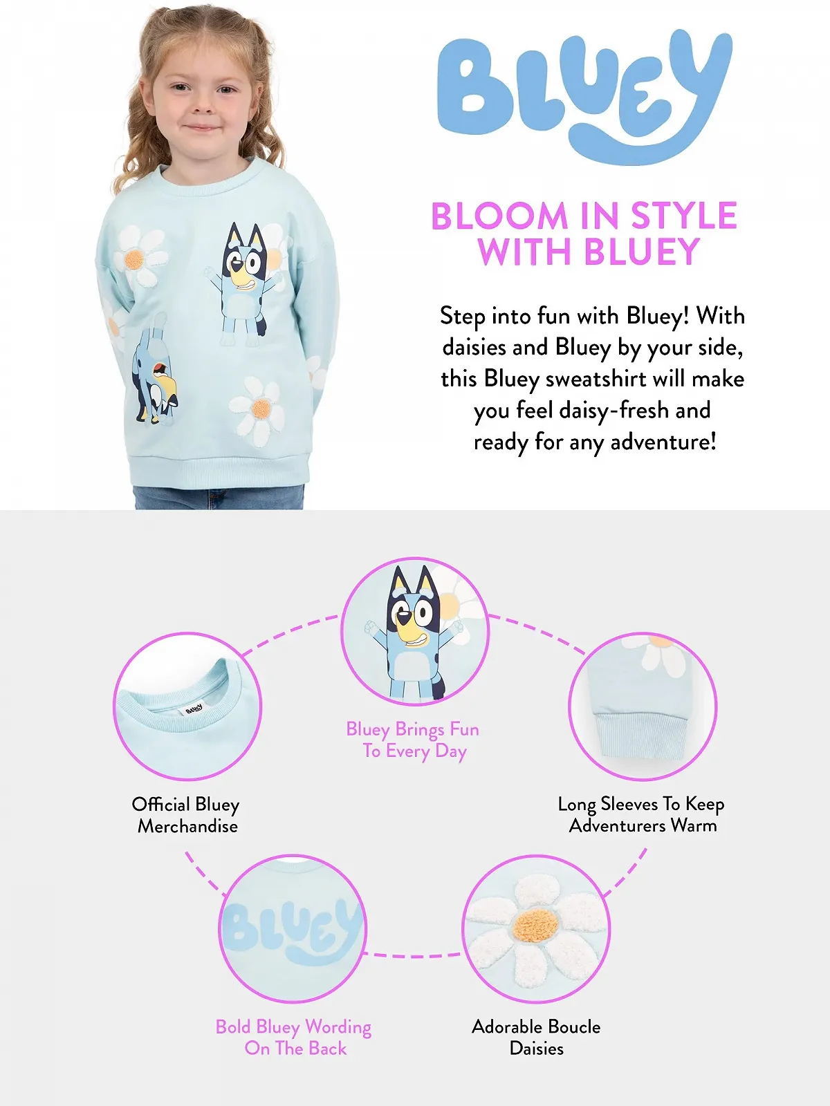 Пуловер BlueY Квітковий Пуловер для дівчат Бавовняний дитячий, фото №6 Пуловер BlueY Квітковий Пуловер для дівчат Бавовняний дитячий, фото №6